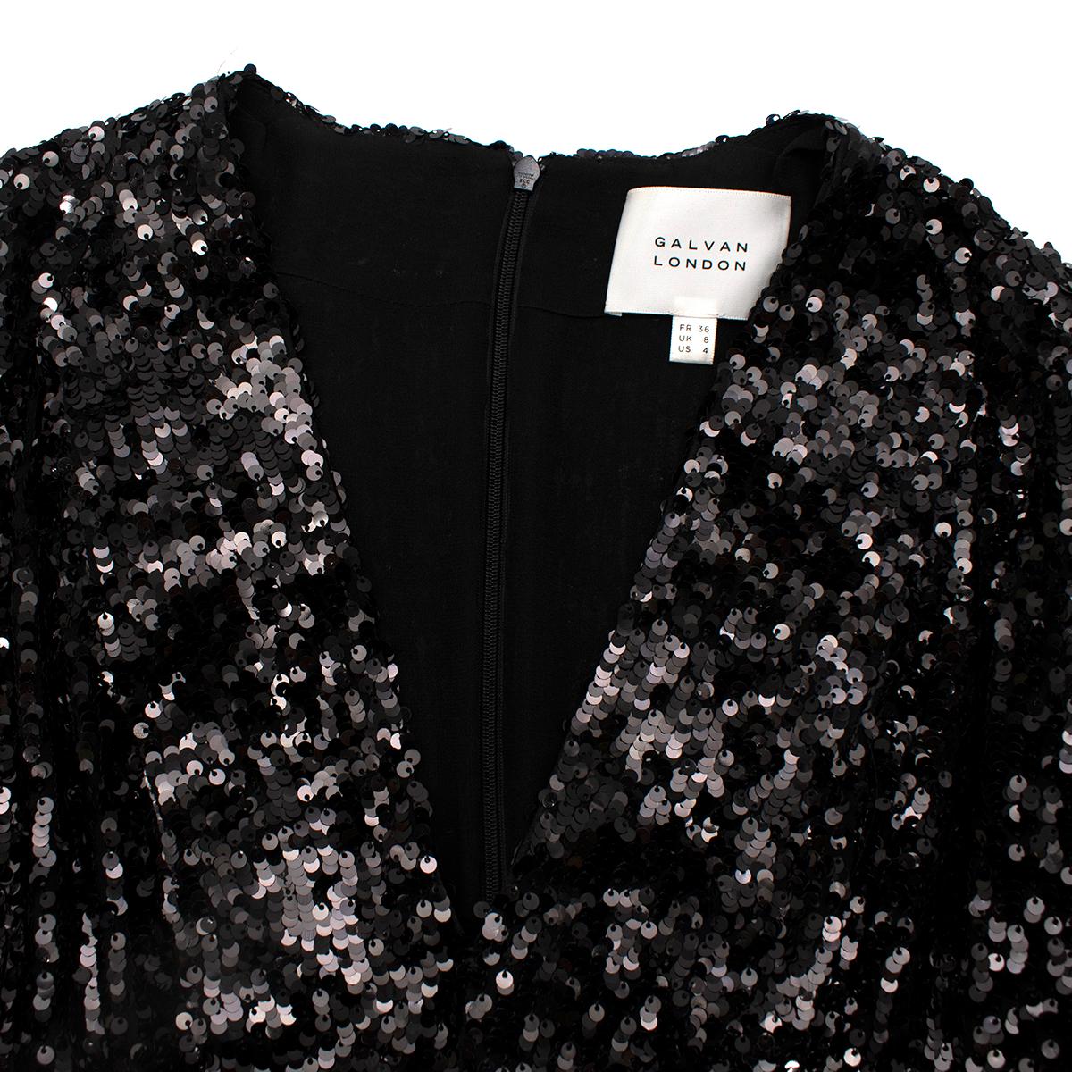 Galvan Moonlight Schwarzes Abendkleid mit Pailletten - US 4 im Angebot 3