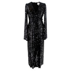 Galvan Moonlight Black Sequin Evening Dress - US 4