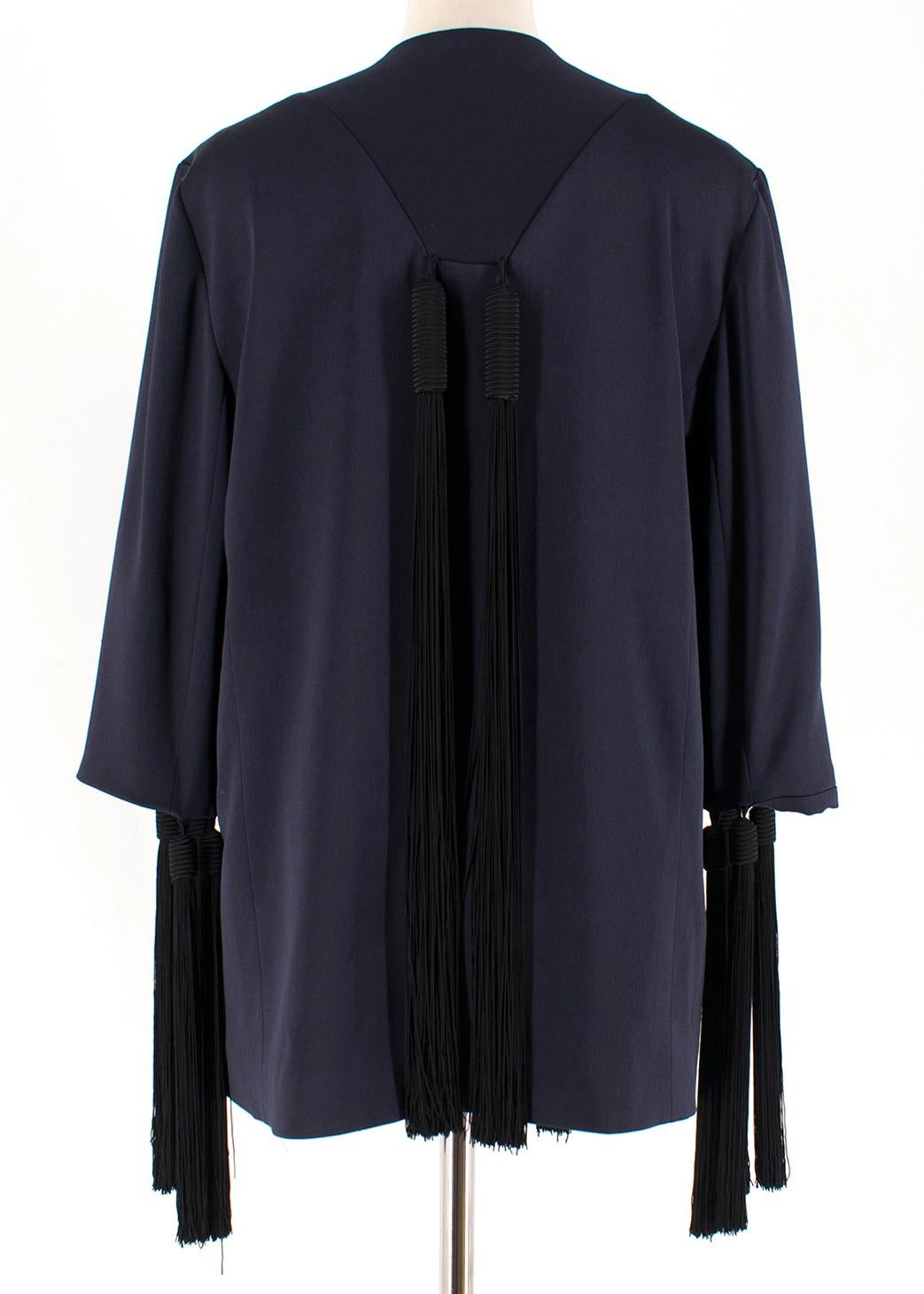 Black Galvan navy fringed jacket - Size M For Sale