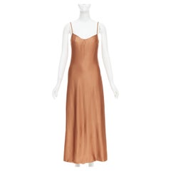 GALVAN Sahara cinnamon brown dipped open back satin dress FR40 M