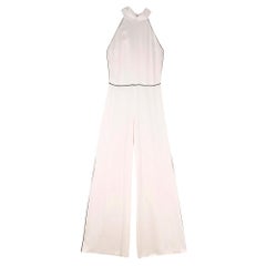 Galvan Satin Halter Jumpsuit with Contrast Piping UK 10
