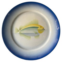 GALVANI - ANGELO SIMONETTO - Plato de cerámica futurista ITALIA 1930.