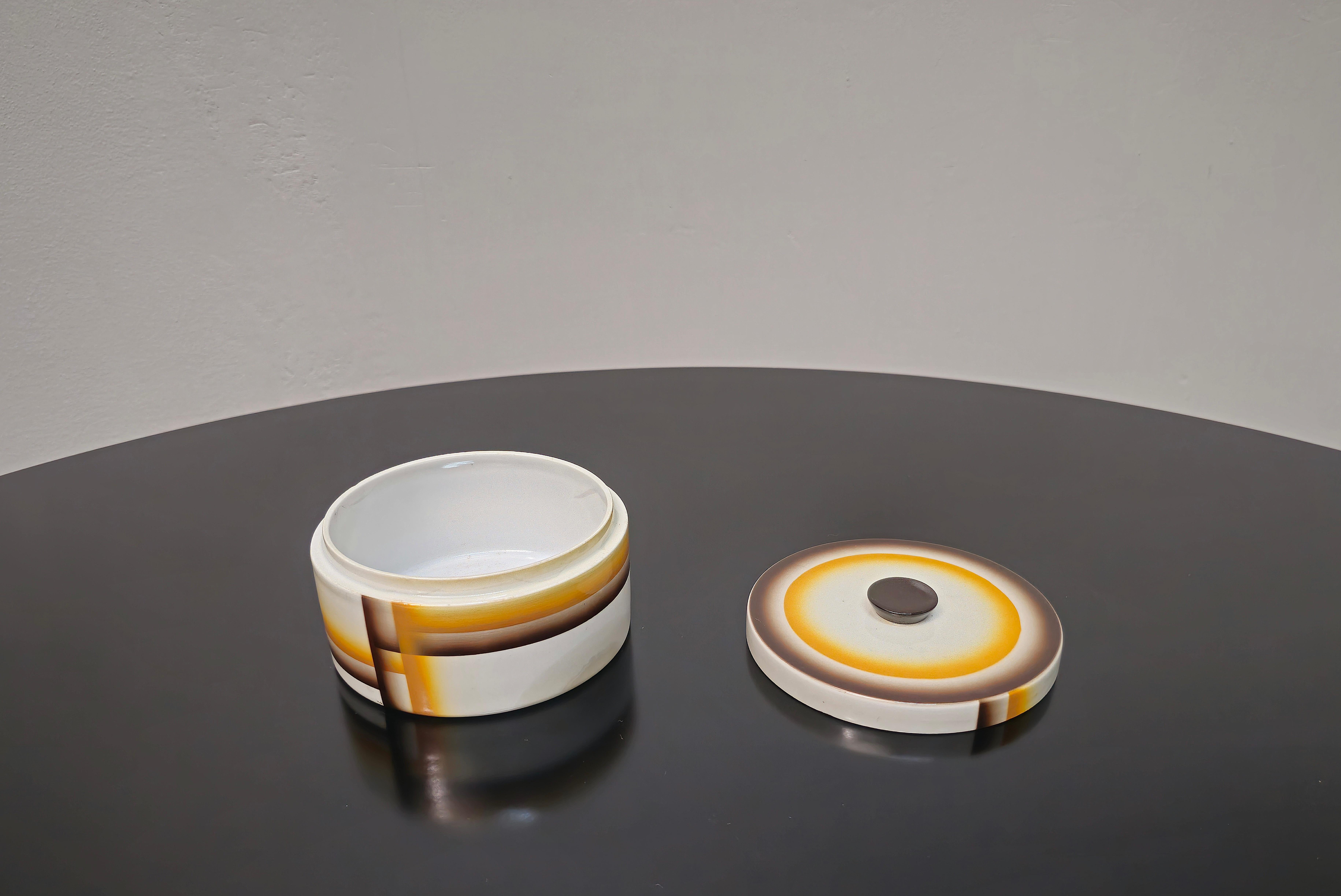 Galvani Mid-Century Centerpiece Container in Ceramic Desigm italy 1930/40s In Good Condition For Sale In Palermo, IT