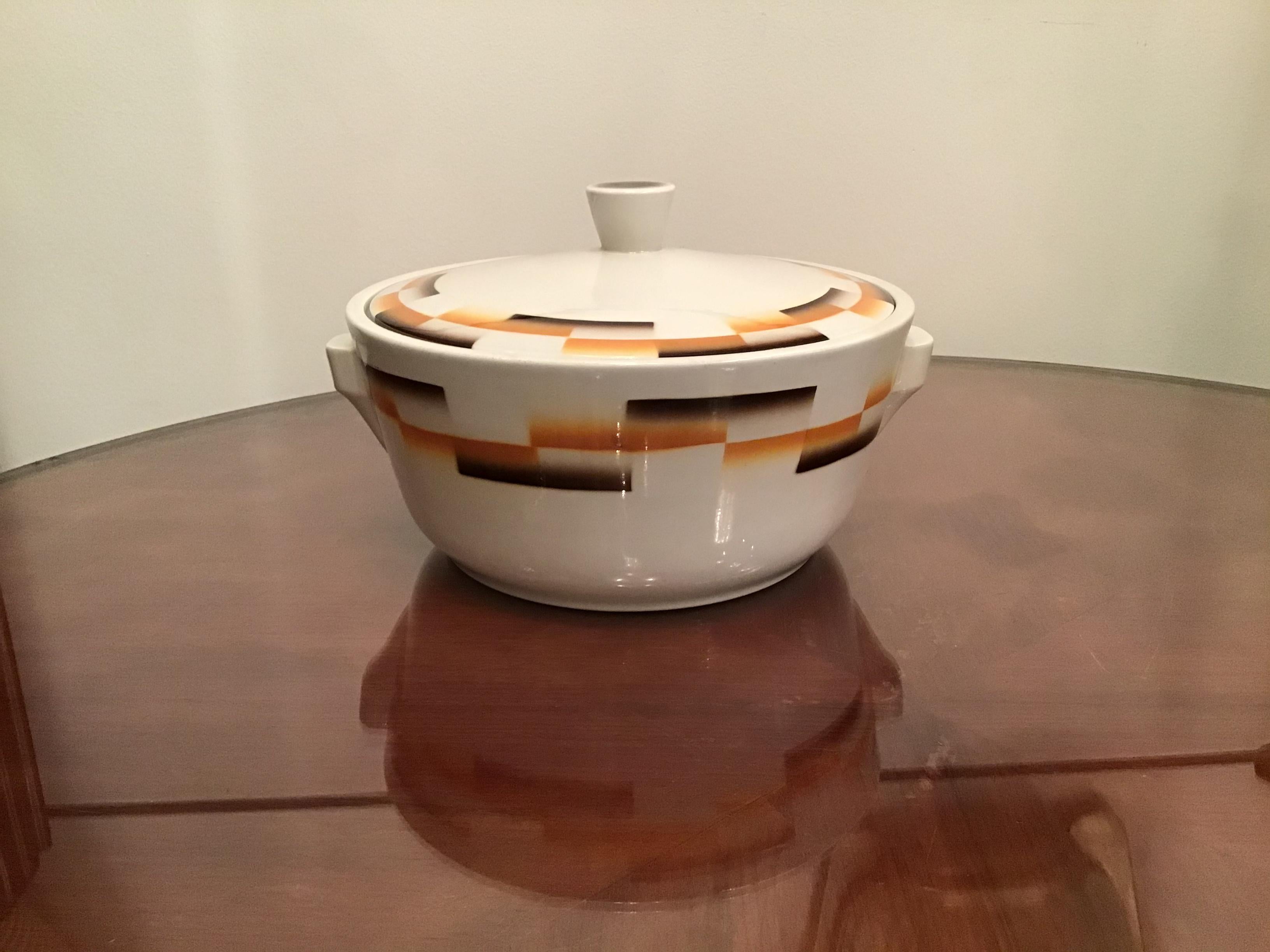 Galvani Pordenone Centerpiece Soup Tureen Ceramic, 1930, Italy For Sale 3
