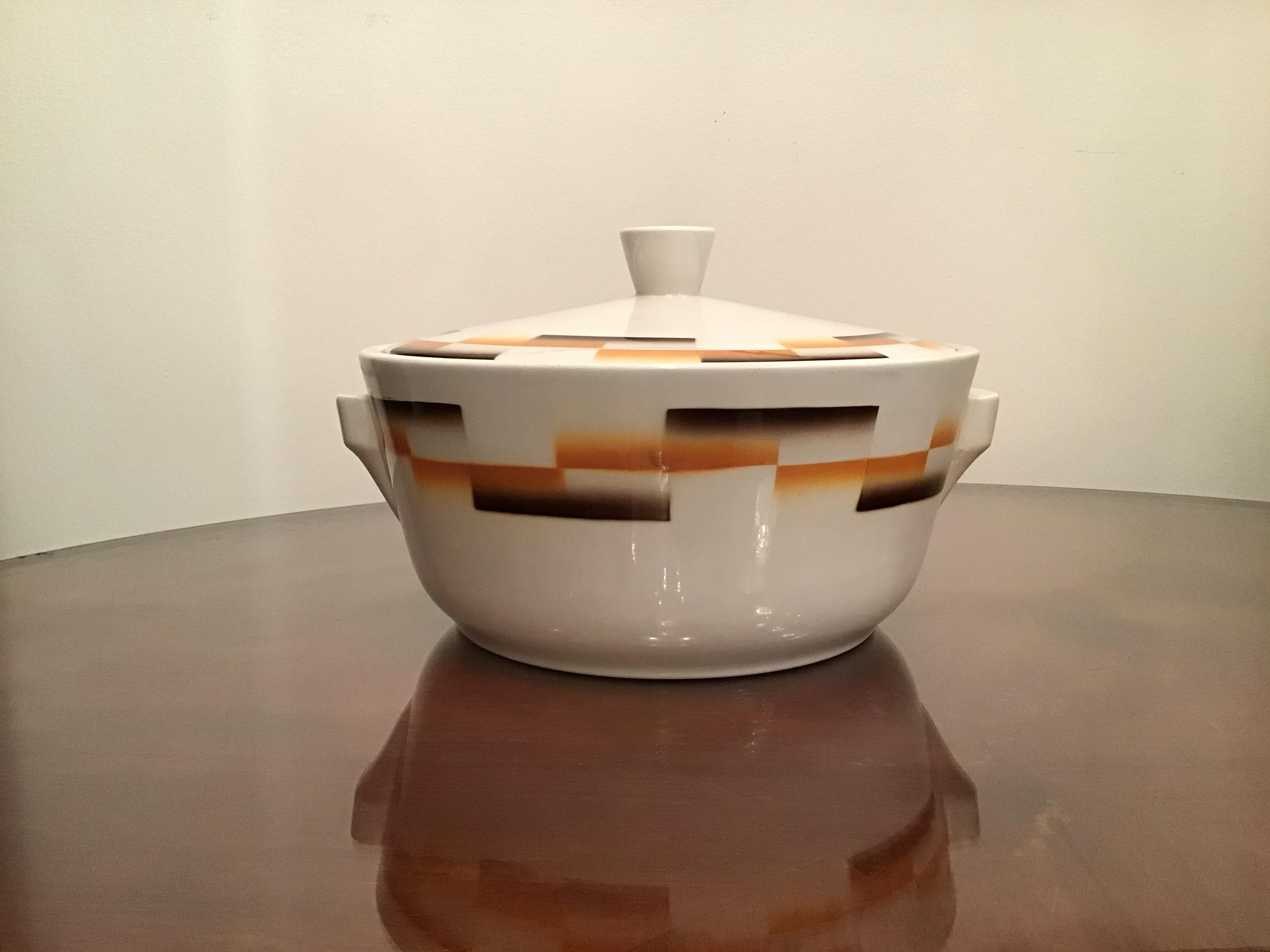 Galvani Pordenone Centerpiece Soup Tureen Ceramic, 1930, Italy For Sale 4