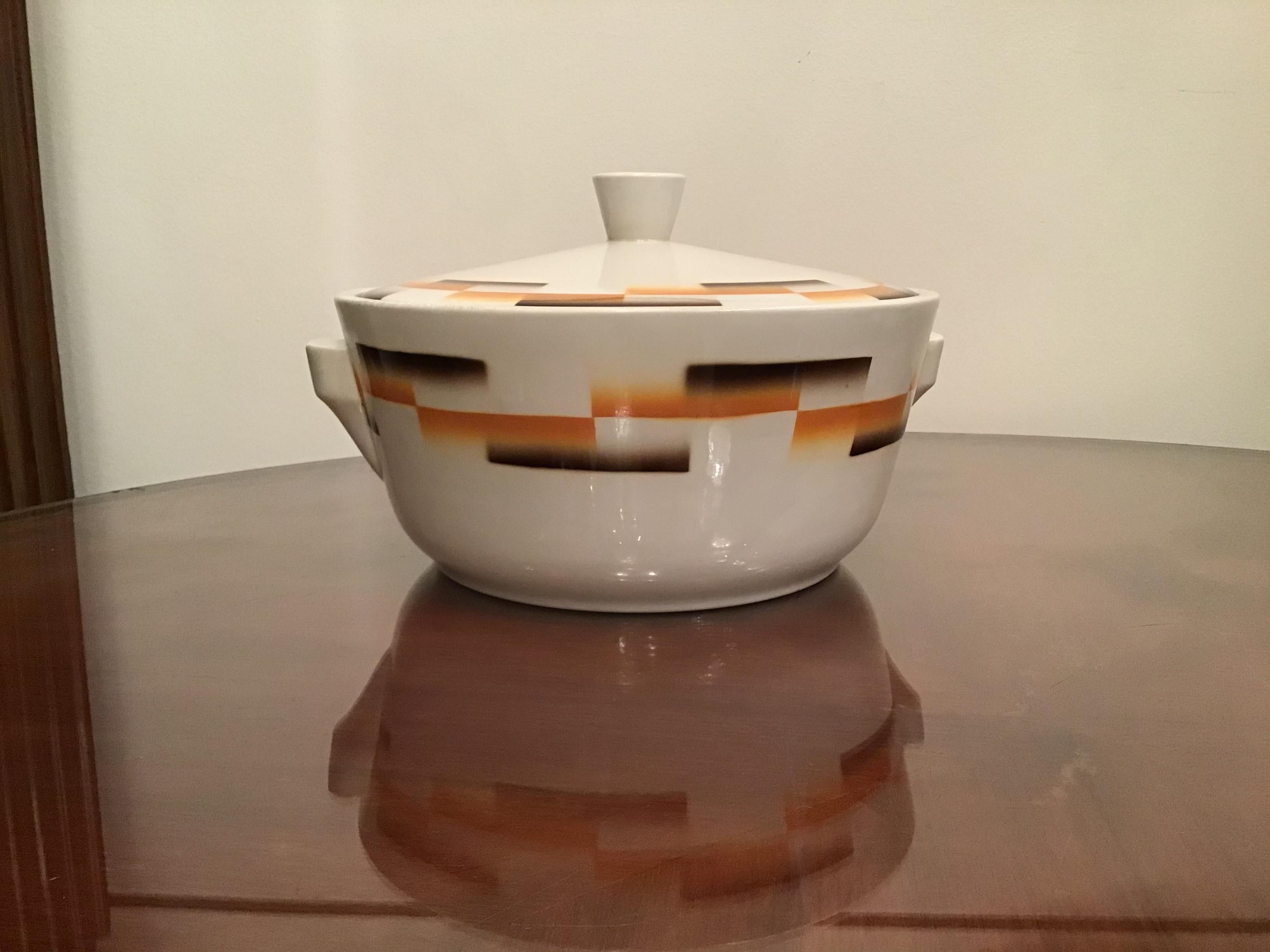 Galvani Pordenone Centerpiece Soup Tureen Ceramic, 1930, Italy For Sale 5