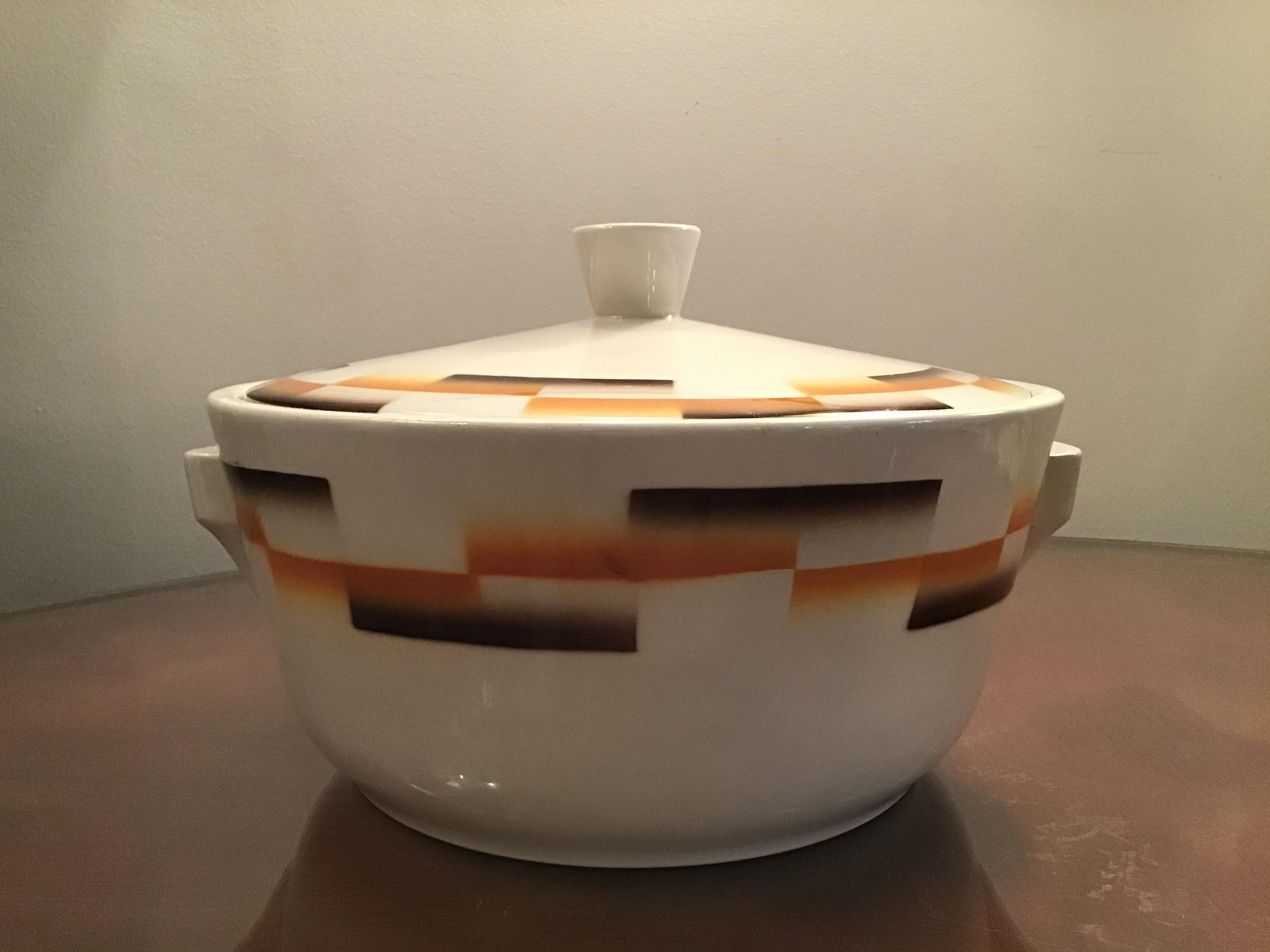 Other Galvani Pordenone Centerpiece Soup Tureen Ceramic, 1930, Italy For Sale