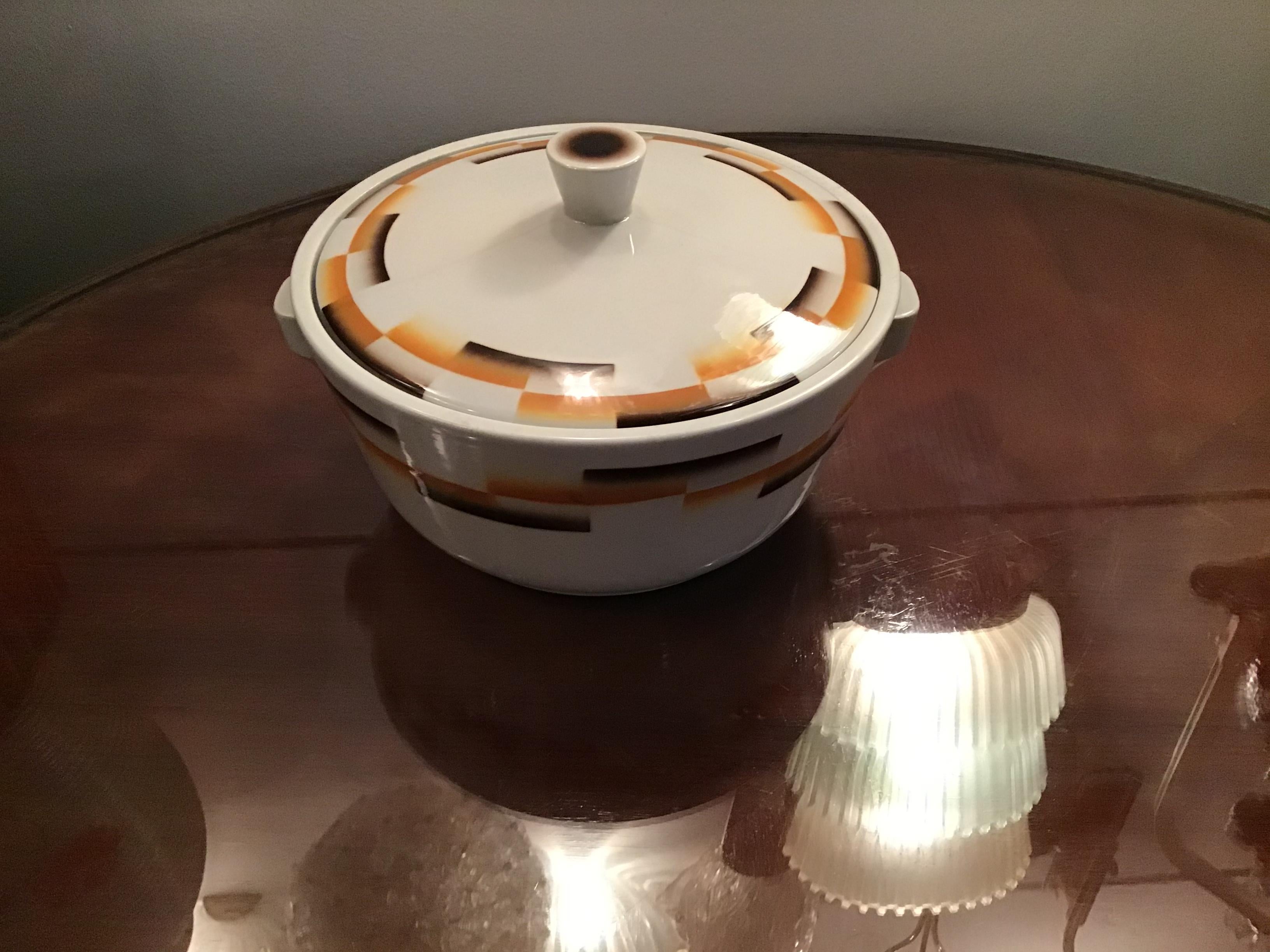 20th Century Galvani Pordenone Centerpiece Soup Tureen Ceramic, 1930, Italy For Sale