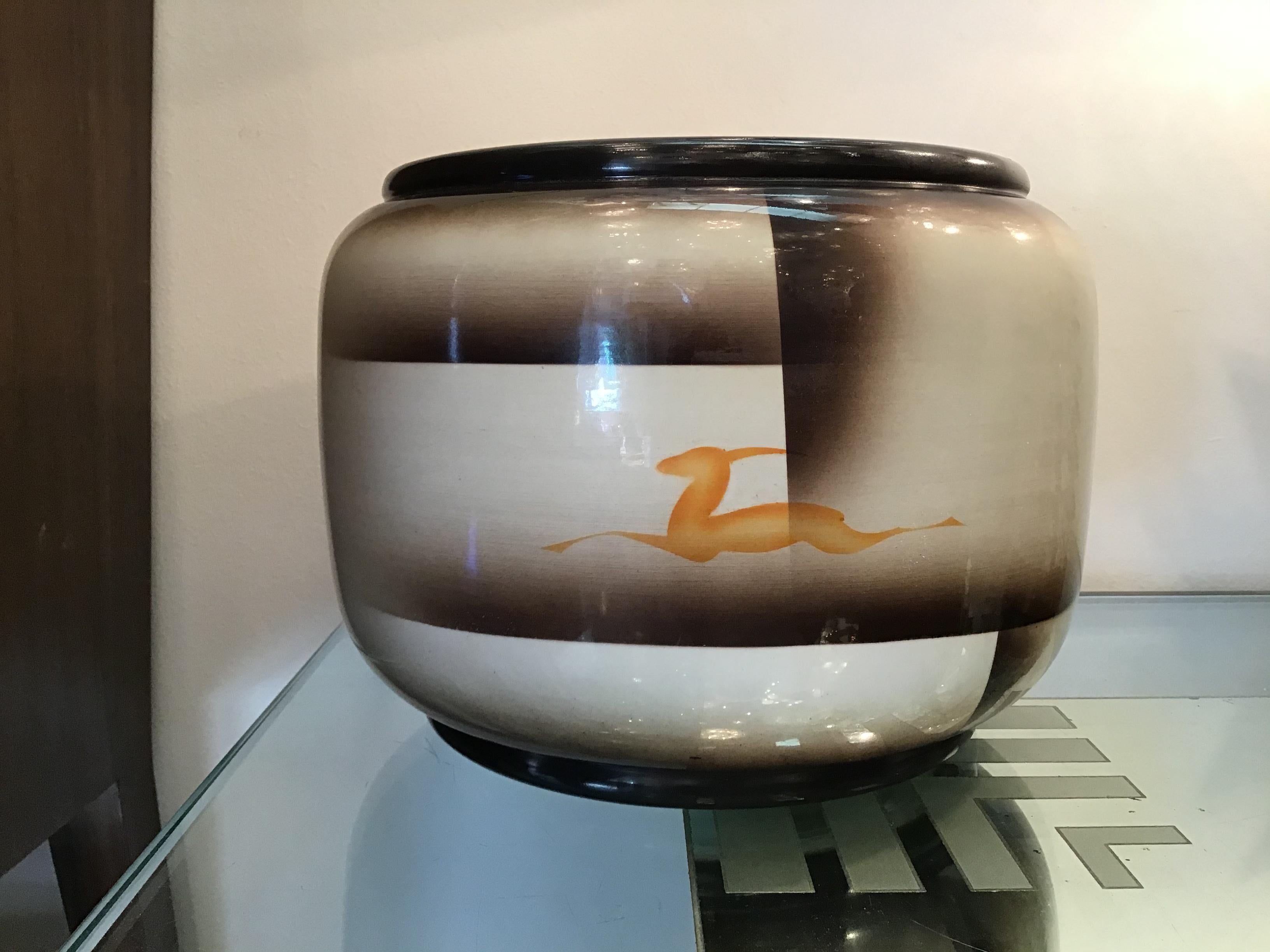 Galvani Pordenone Vase Tafelaufsatz aus Keramik, 1940, Italien im Angebot 4