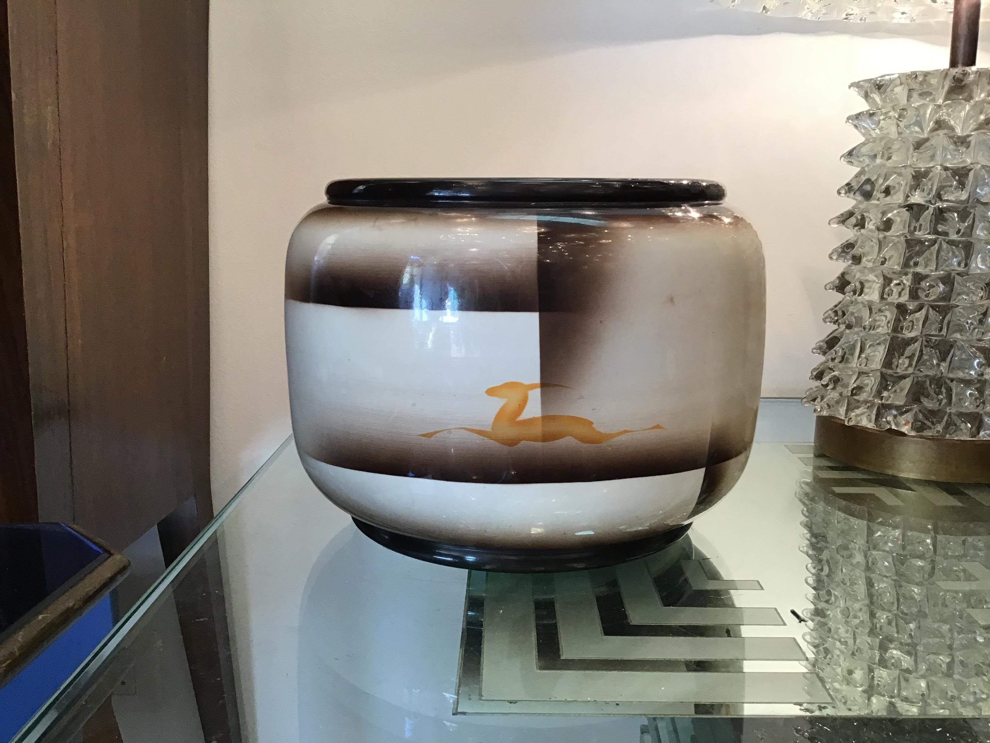 Galvani “Pordenone” Vase Centerpiece Ceramic, 1940, Italy In Excellent Condition For Sale In Milano, IT