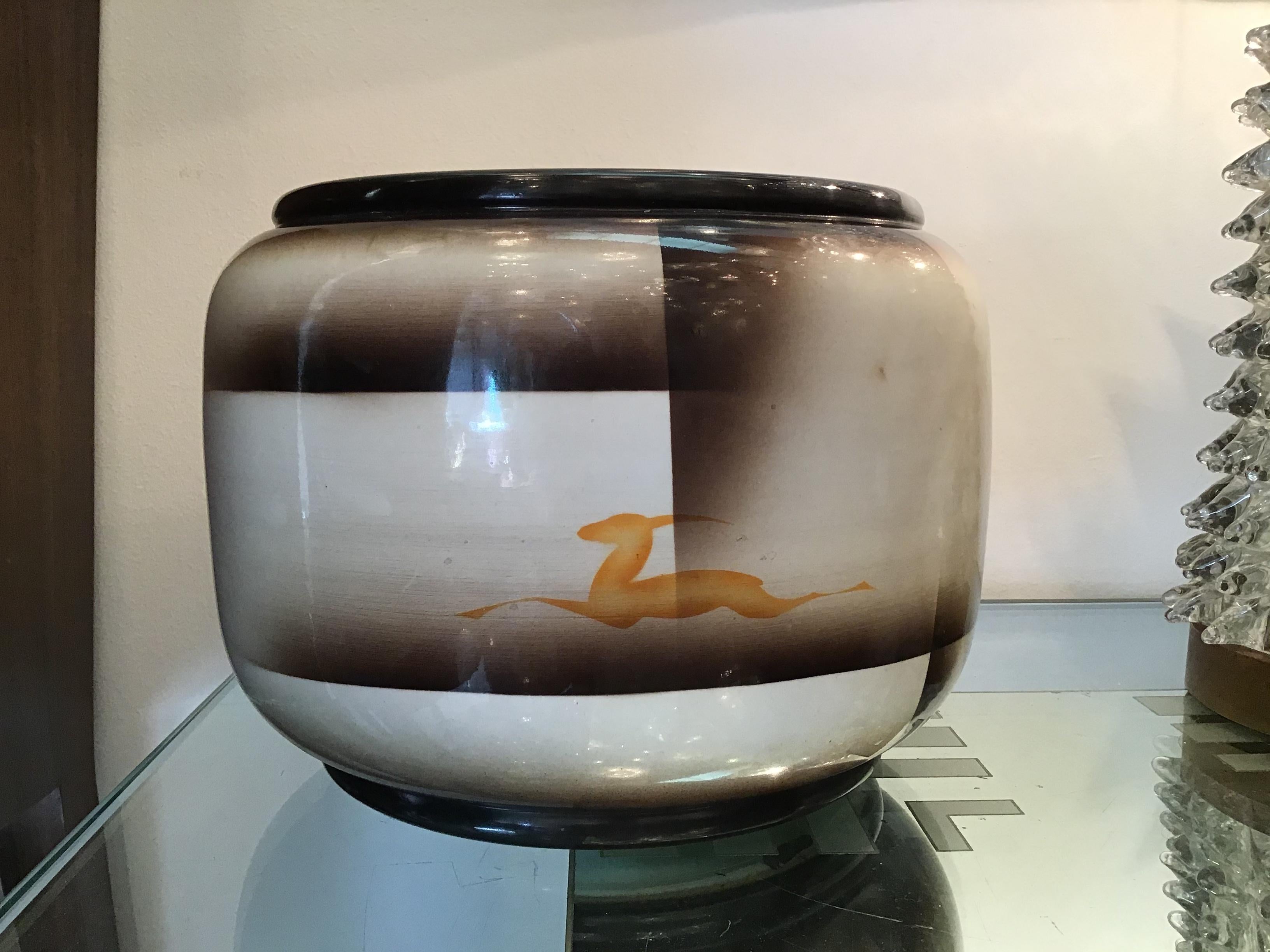 Galvani Pordenone Vase Tafelaufsatz aus Keramik, 1940, Italien im Angebot 2