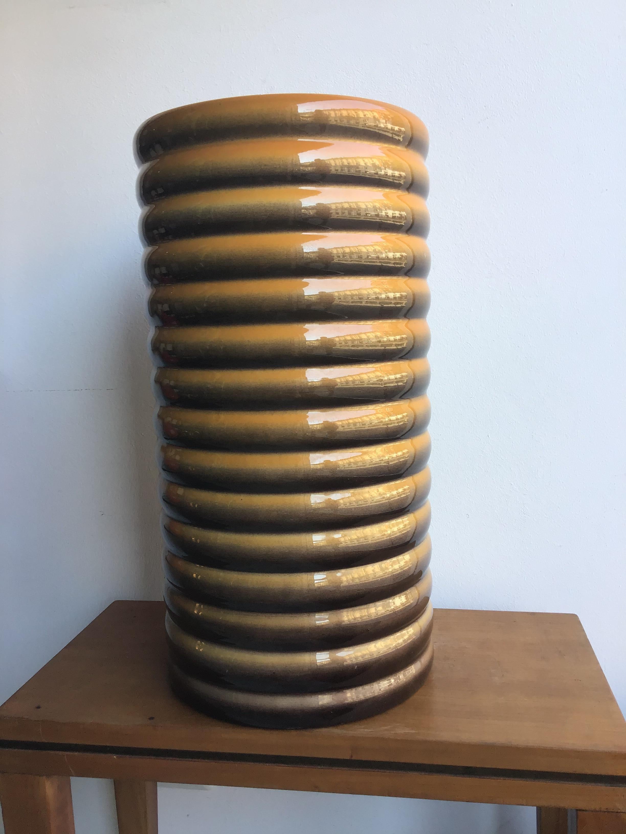 Art Deco Galvani Vase/Umbrella Stand Ceramic, 1930, Italy For Sale