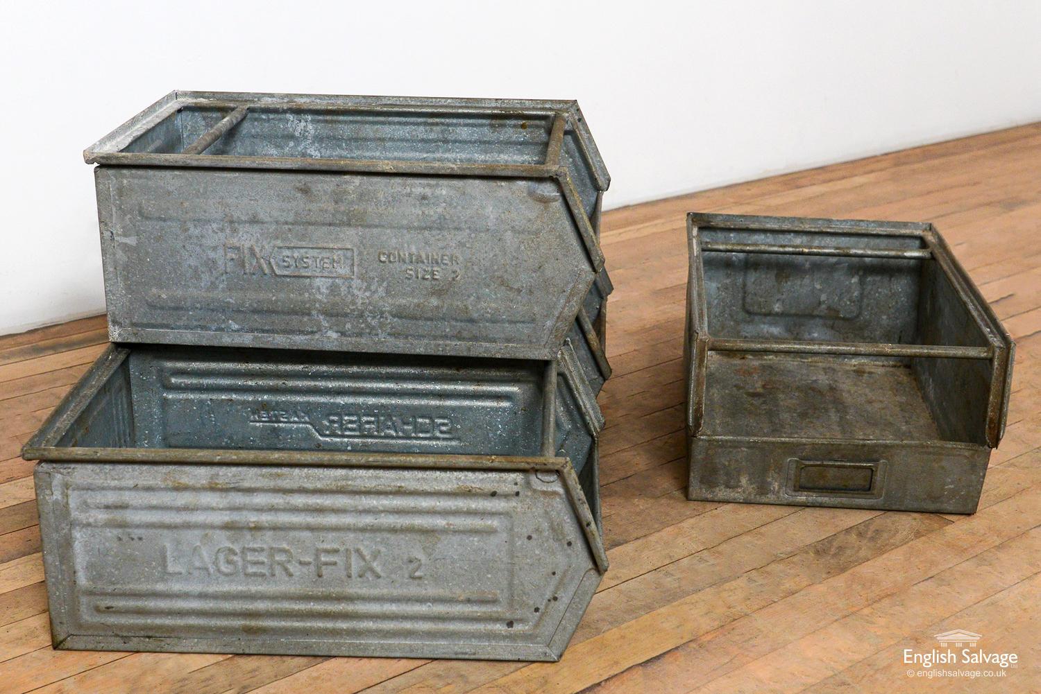 European Galvanised Tin Boxes / Storage Containers, 20th Century For Sale