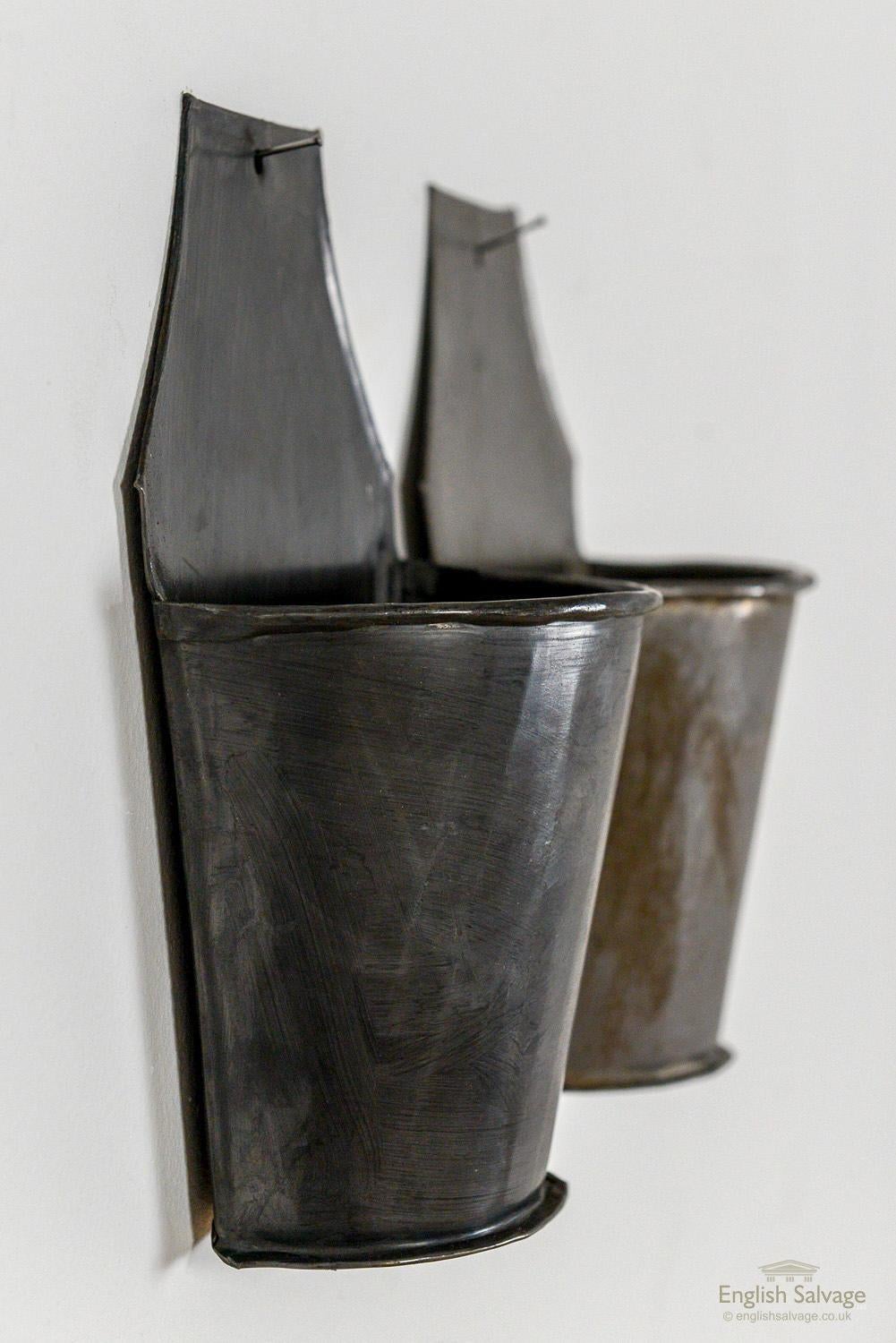 European Galvanised Wall Hung Planter Display Buckets, 20th Century For Sale