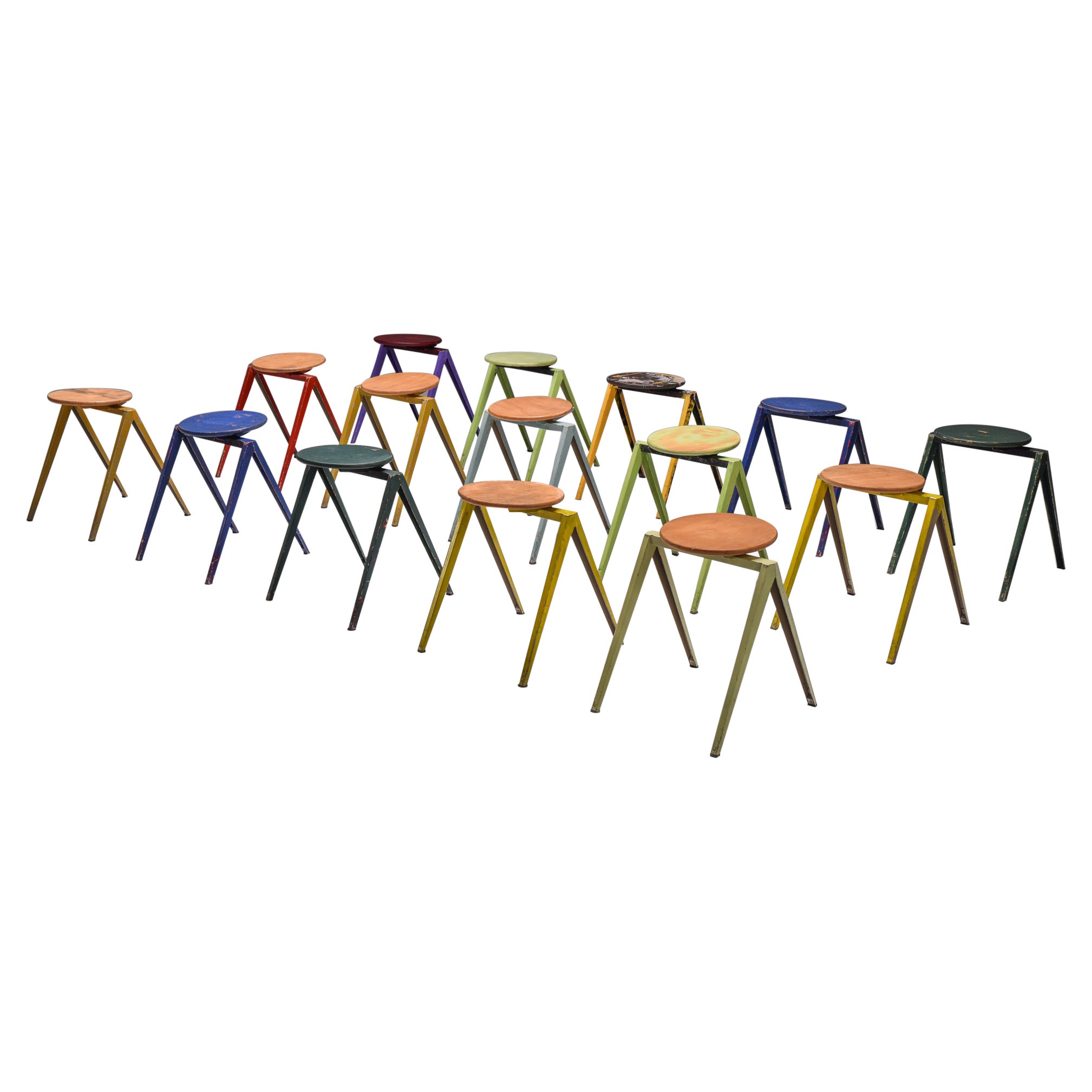 Galvanitas Low Stools Prouve Style, 1970s