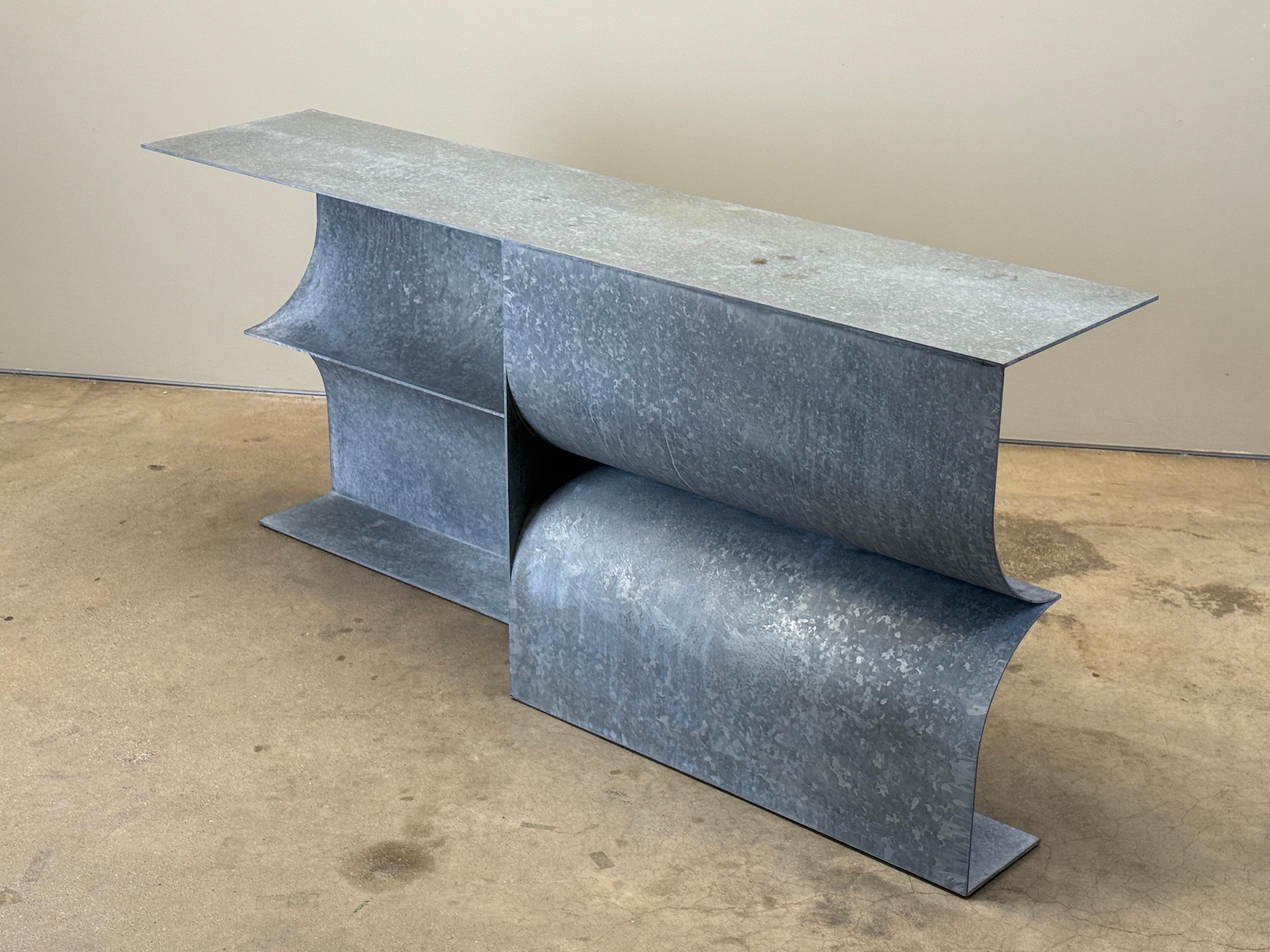 Galvanized 'Kelly' Console by Christopher Stuart In Good Condition For Sale In Dallas, TX