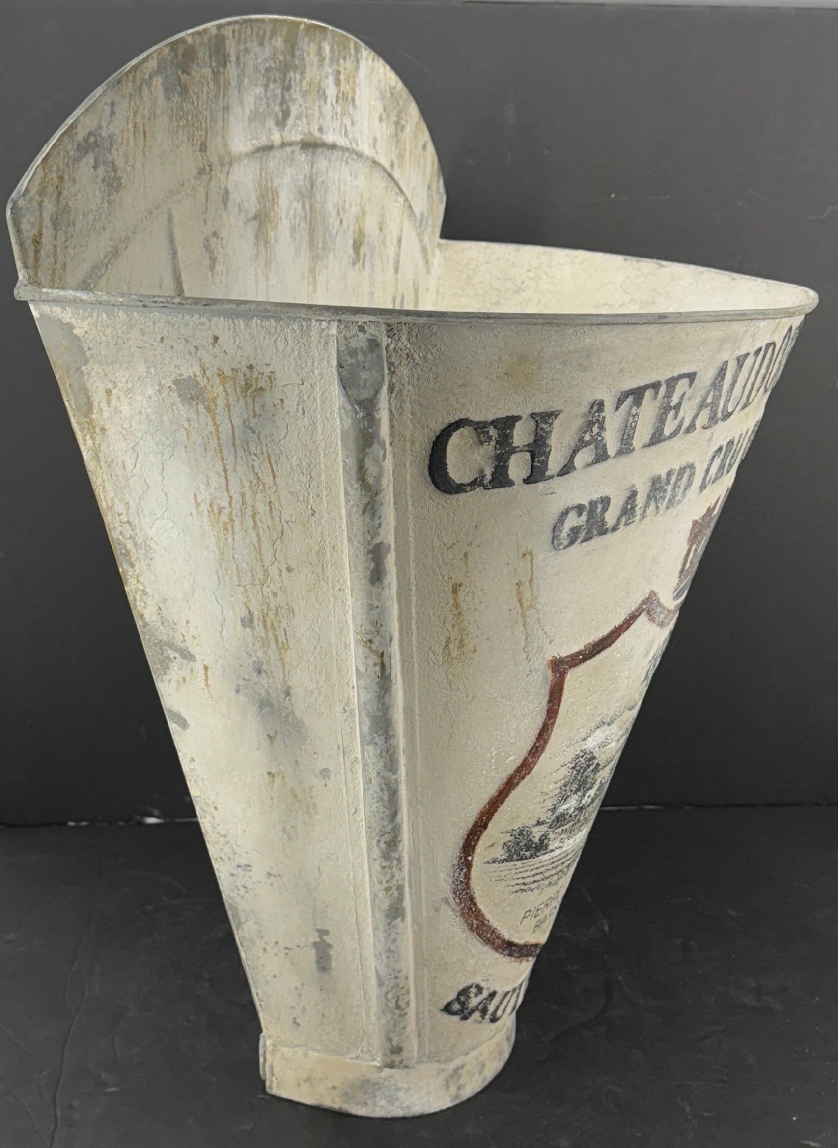 Galvanized Metal French Painted Grape Wall Hod Bin Carrier For Sale 4