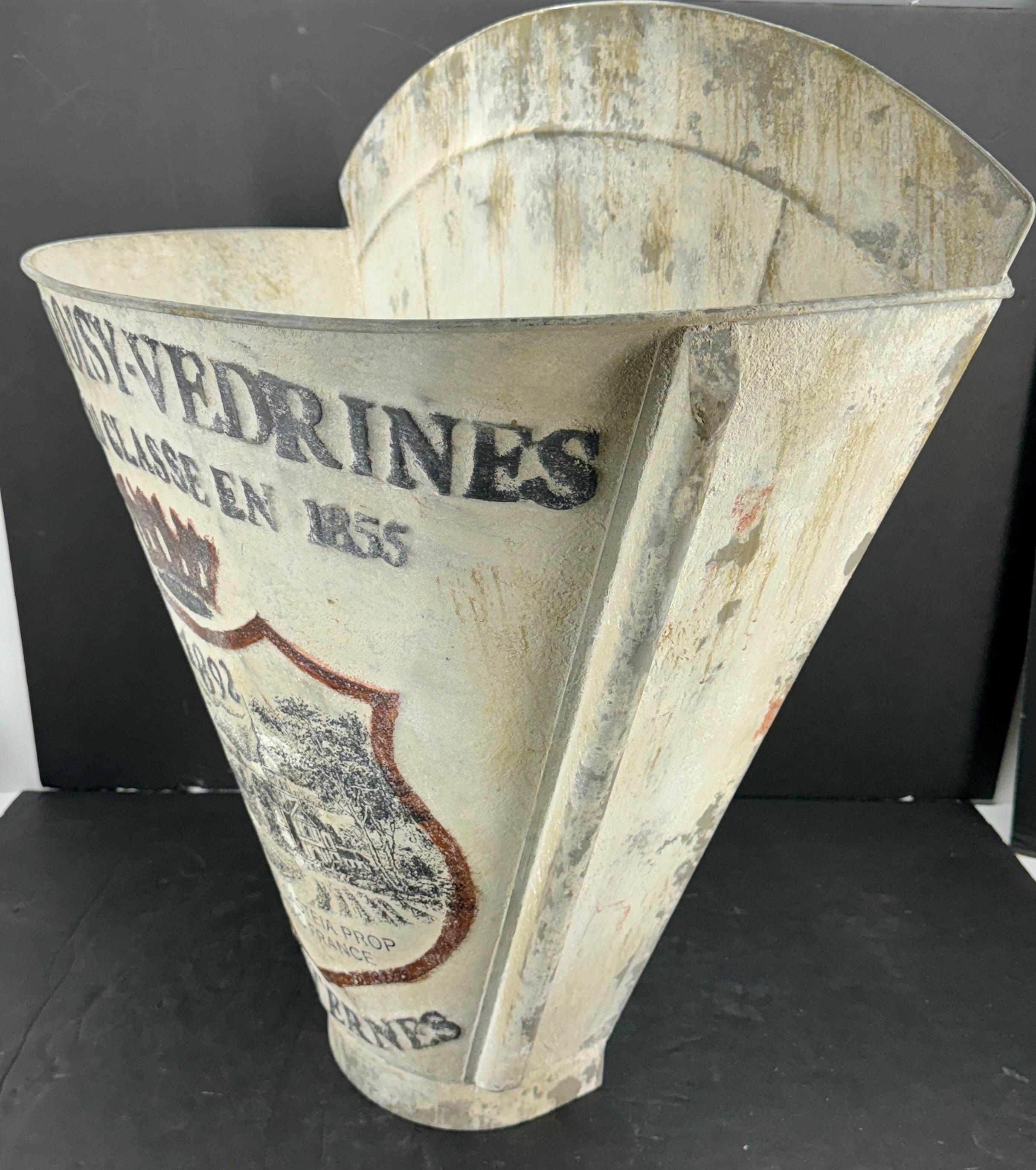 Galvanized Metal French Painted Grape Wall Hod Bin Carrier For Sale 1