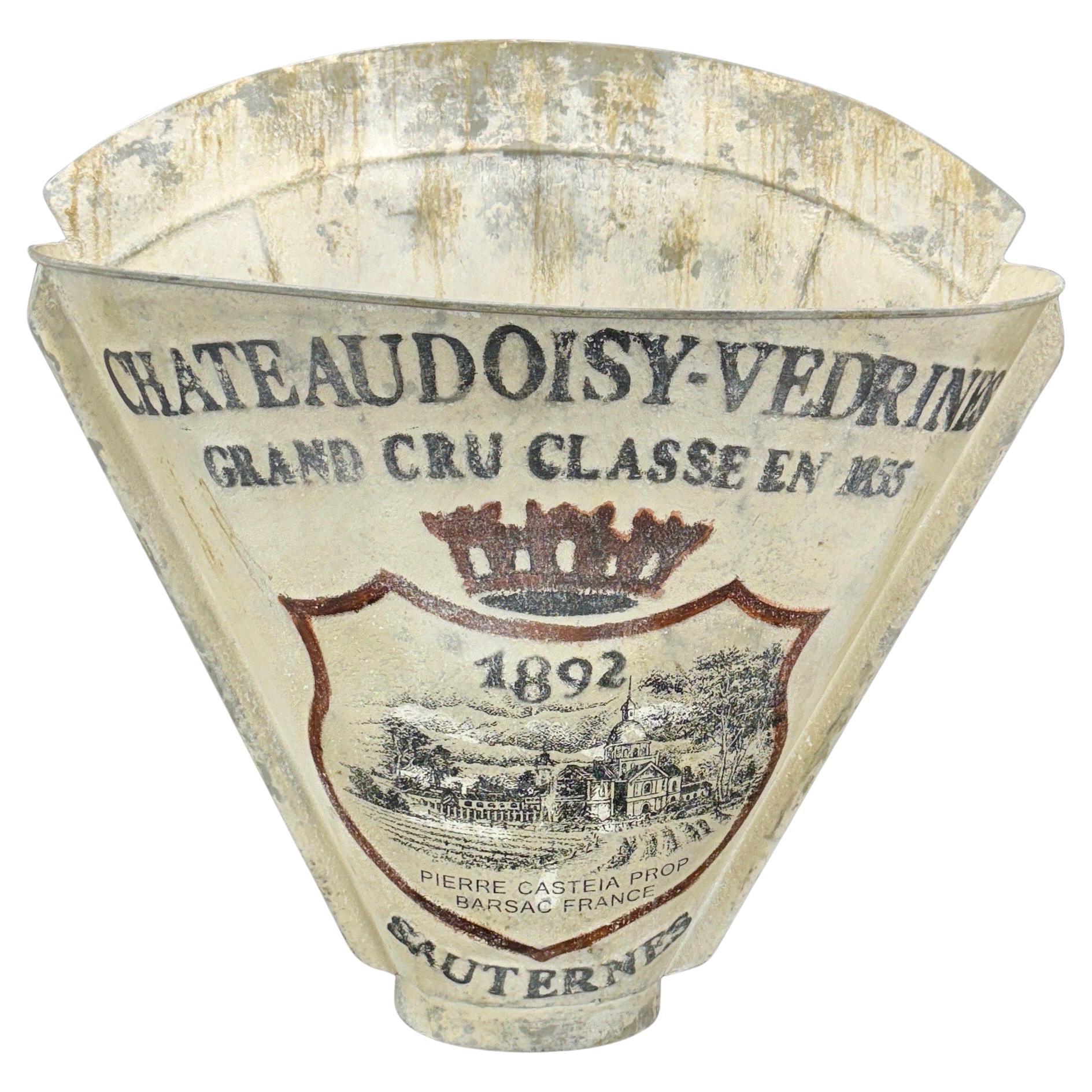 Galvanized Metal French Painted Grape Wall Hod Bin Carrier For Sale