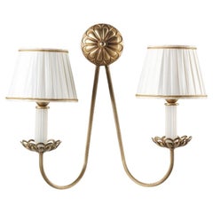 Galvanized Metal with White Lampshade Wall Lamp