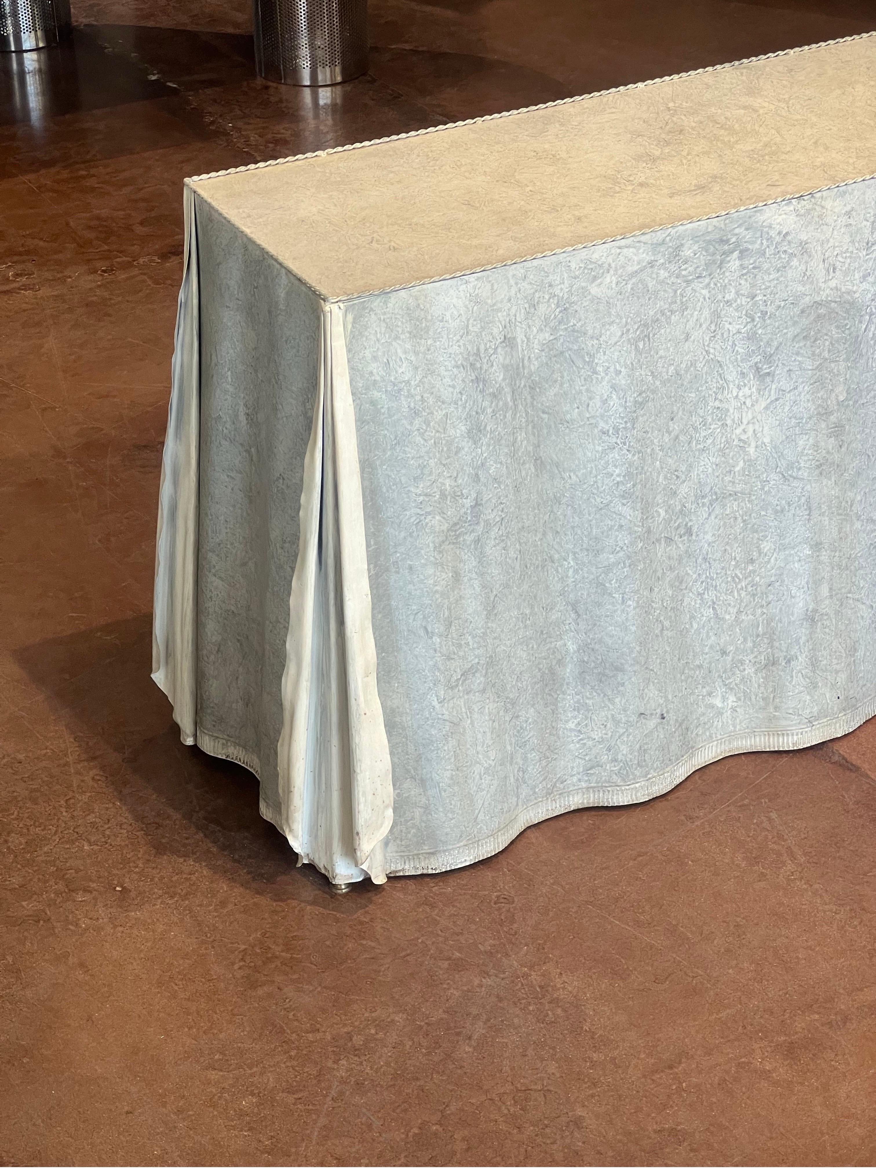 Mid-Century Modern Galvanized steel drape console table John Dickinson style