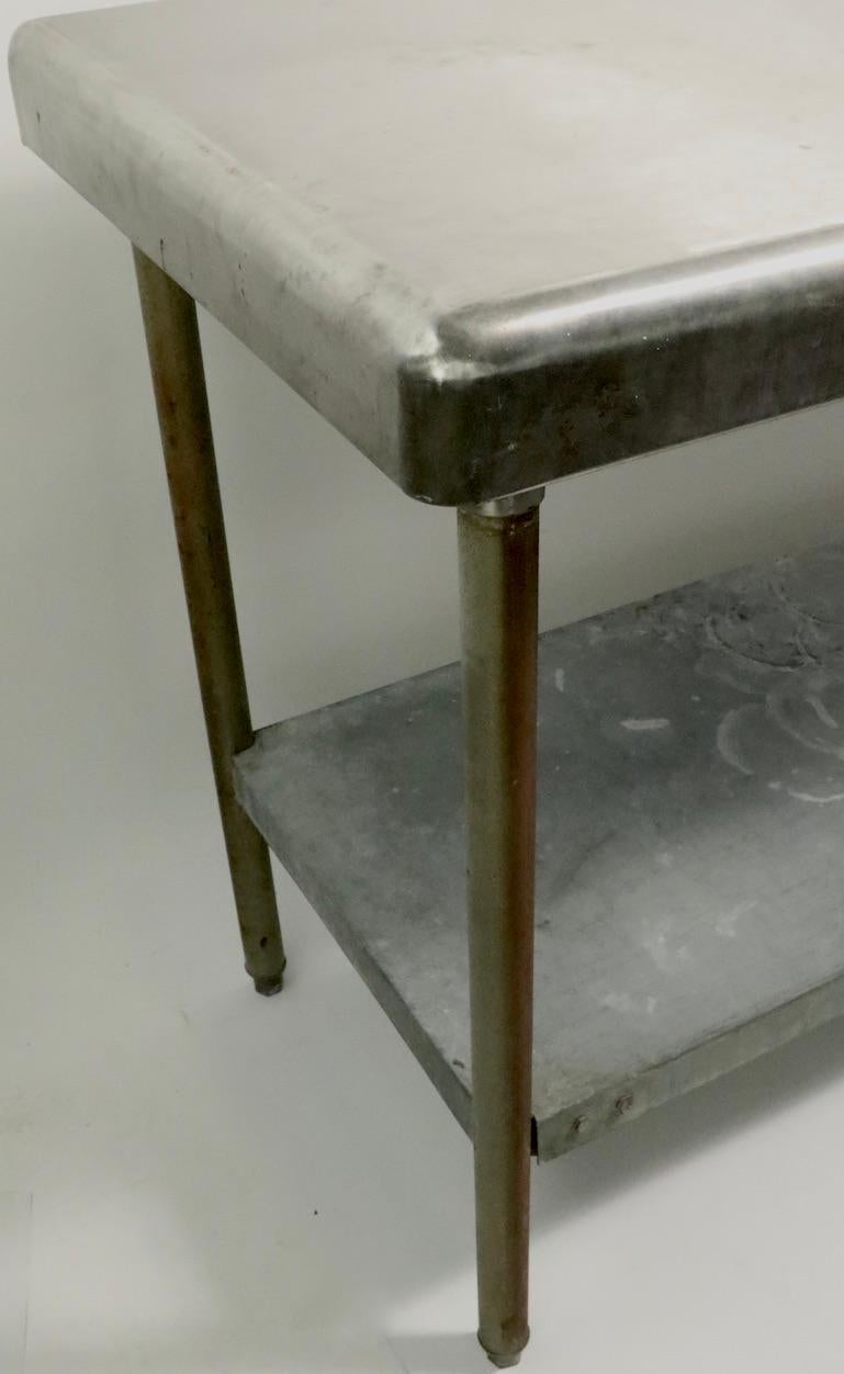 Steel Galvanized Tin and Iron Industrial Two-Tier Restaurant Console Work Table