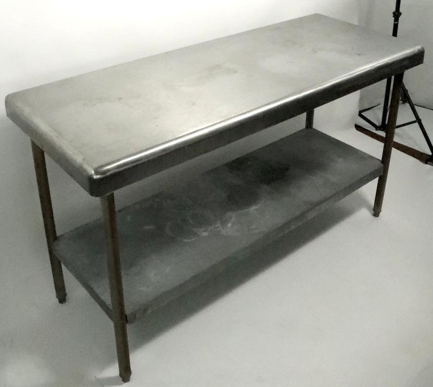 Galvanized Tin and Iron Industrial Two-Tier Restaurant Console Work Table 1