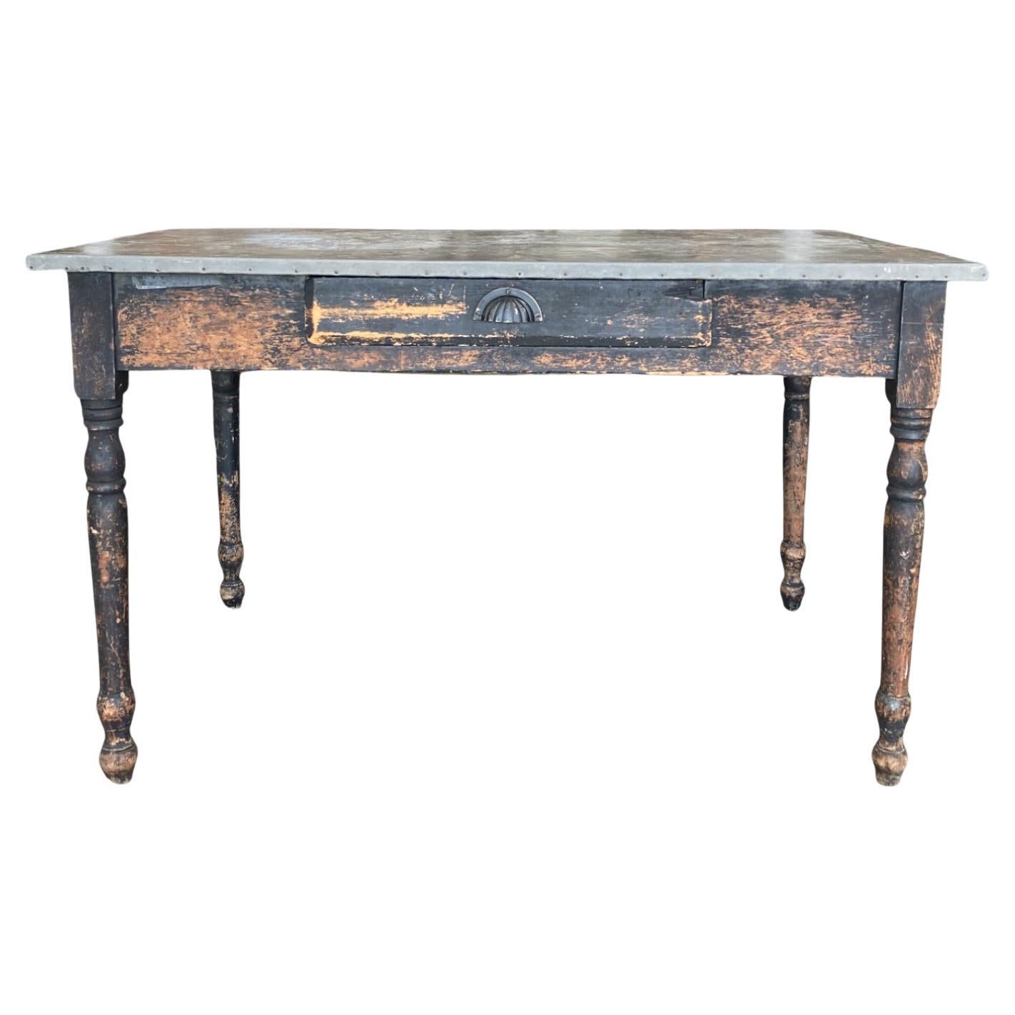 Galvanized Metal and Wood Writing Desk