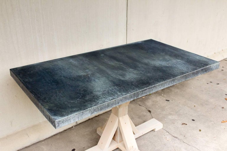 Galvanized Zinc Metal Top Dining Table with Wood Base at 1stDibs