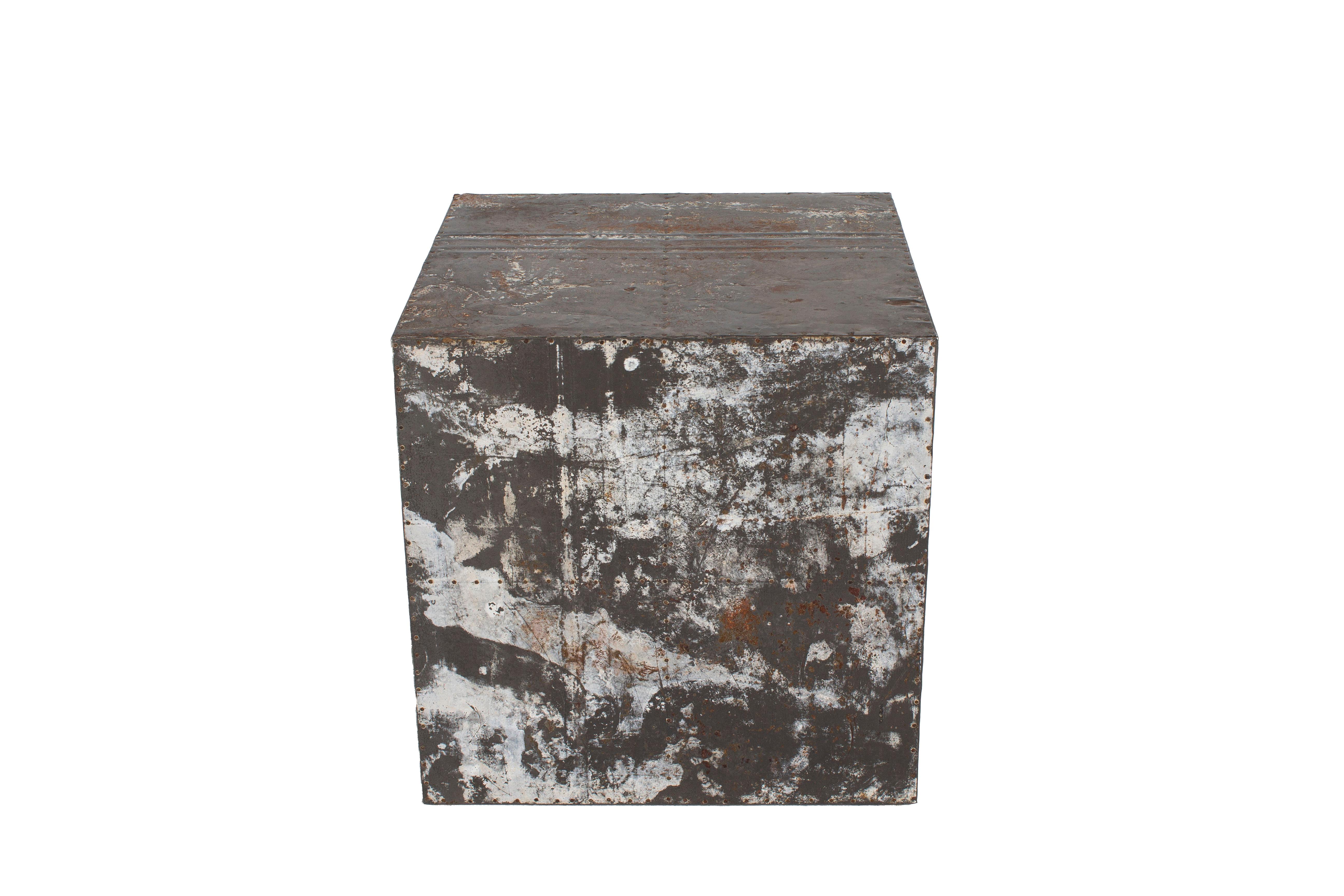 Galvanized, zinc, metal, distressed, cube

Industrial pedestal made from patinated zinc. Each pedestal will vary in patina finish. 

In my organic, contemporary, vintage and mid-century modern aesthetic.

This piece is a part of Brendan Bass’s