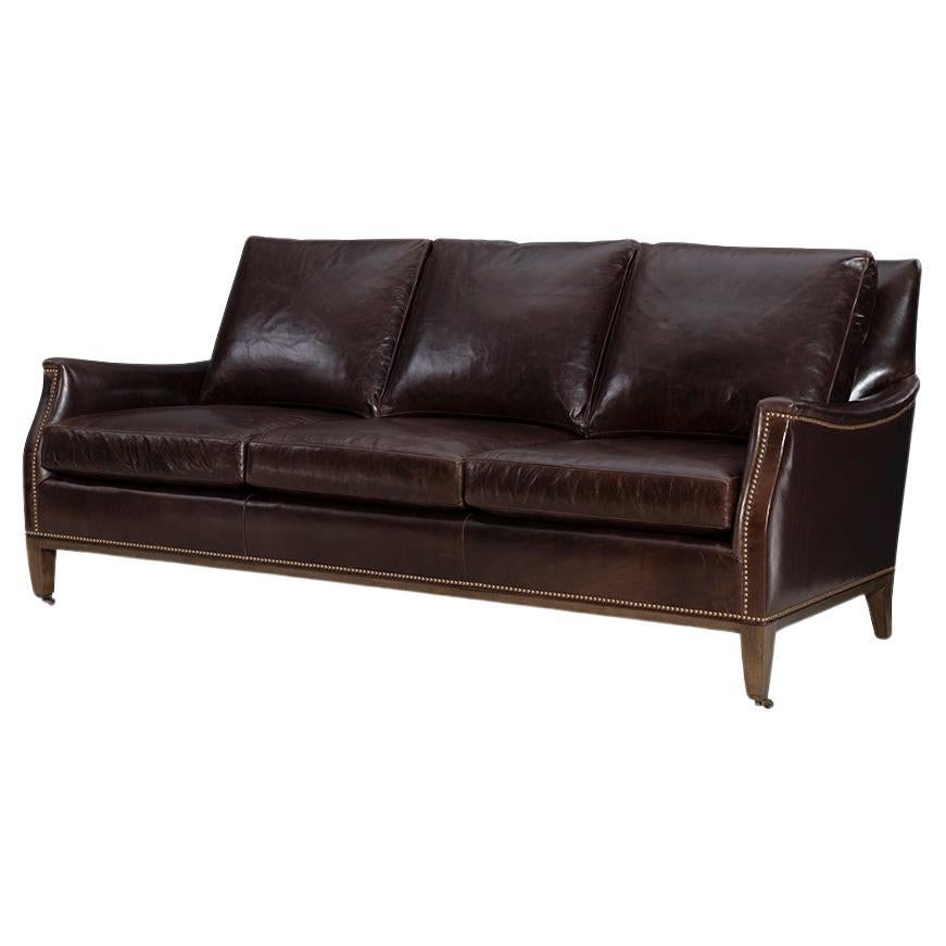 Galvin Classic Leather Sofa For Sale