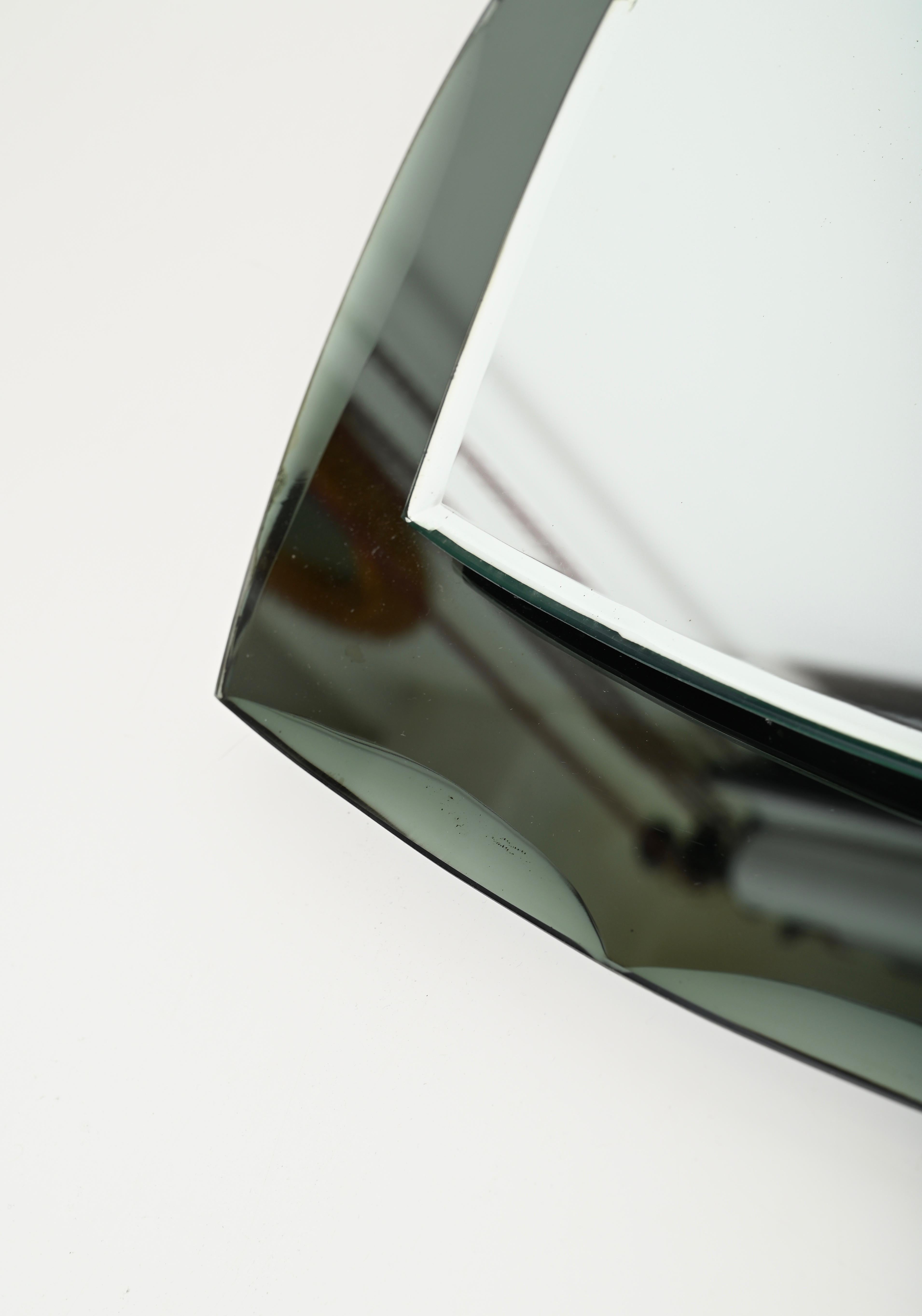 Galvorame Gray Green Rectangular Double Beveled Mirror, Italy 1960s 4