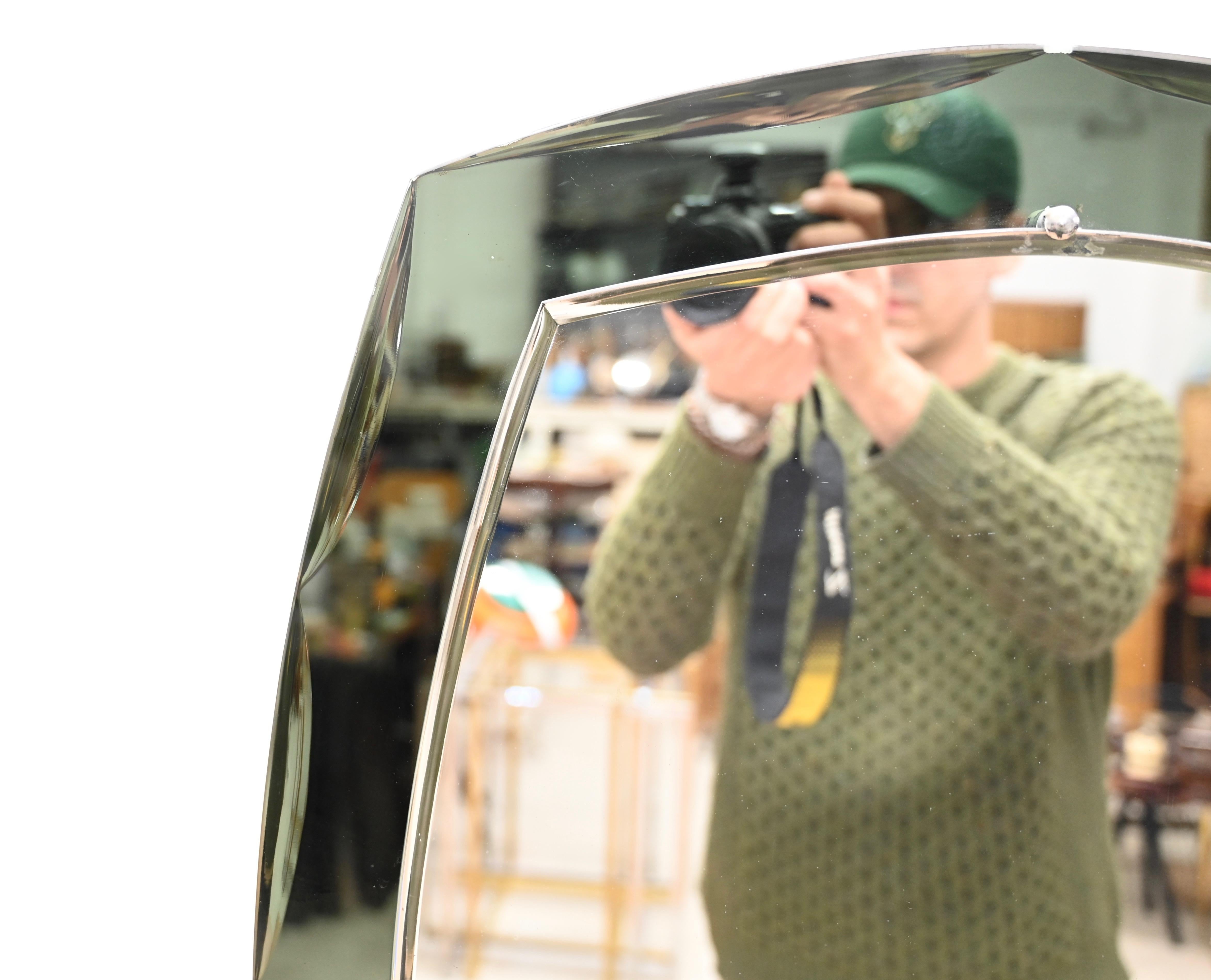 Galvorame Gray Green Rectangular Double Beveled Mirror, Italy 1960s 7