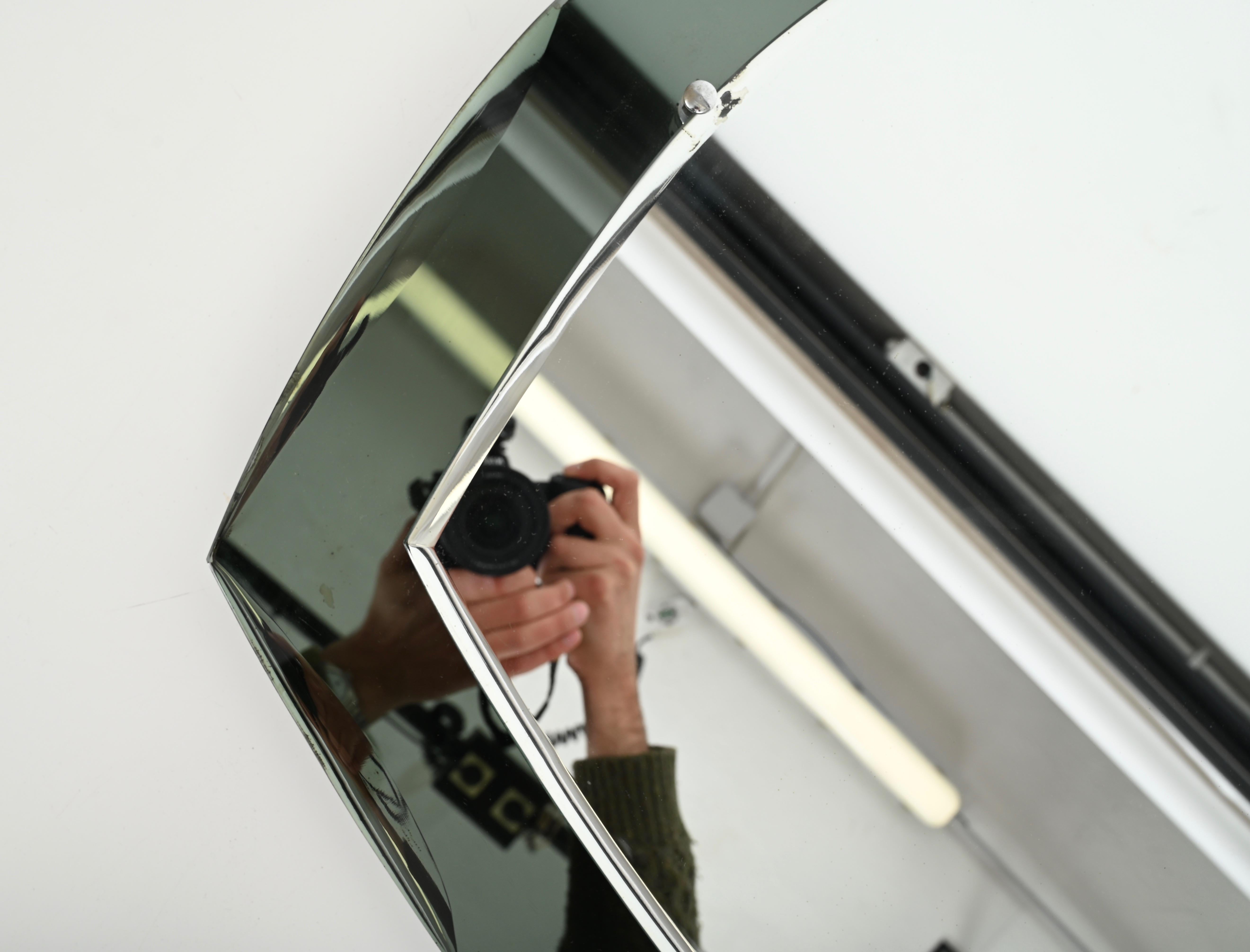 Mid-20th Century Galvorame Gray Green Rectangular Double Beveled Mirror, Italy 1960s