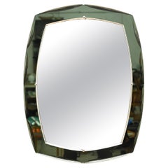 Galvorame Gray Green Rectangular Double Beveled Mirror, Italy 1960s