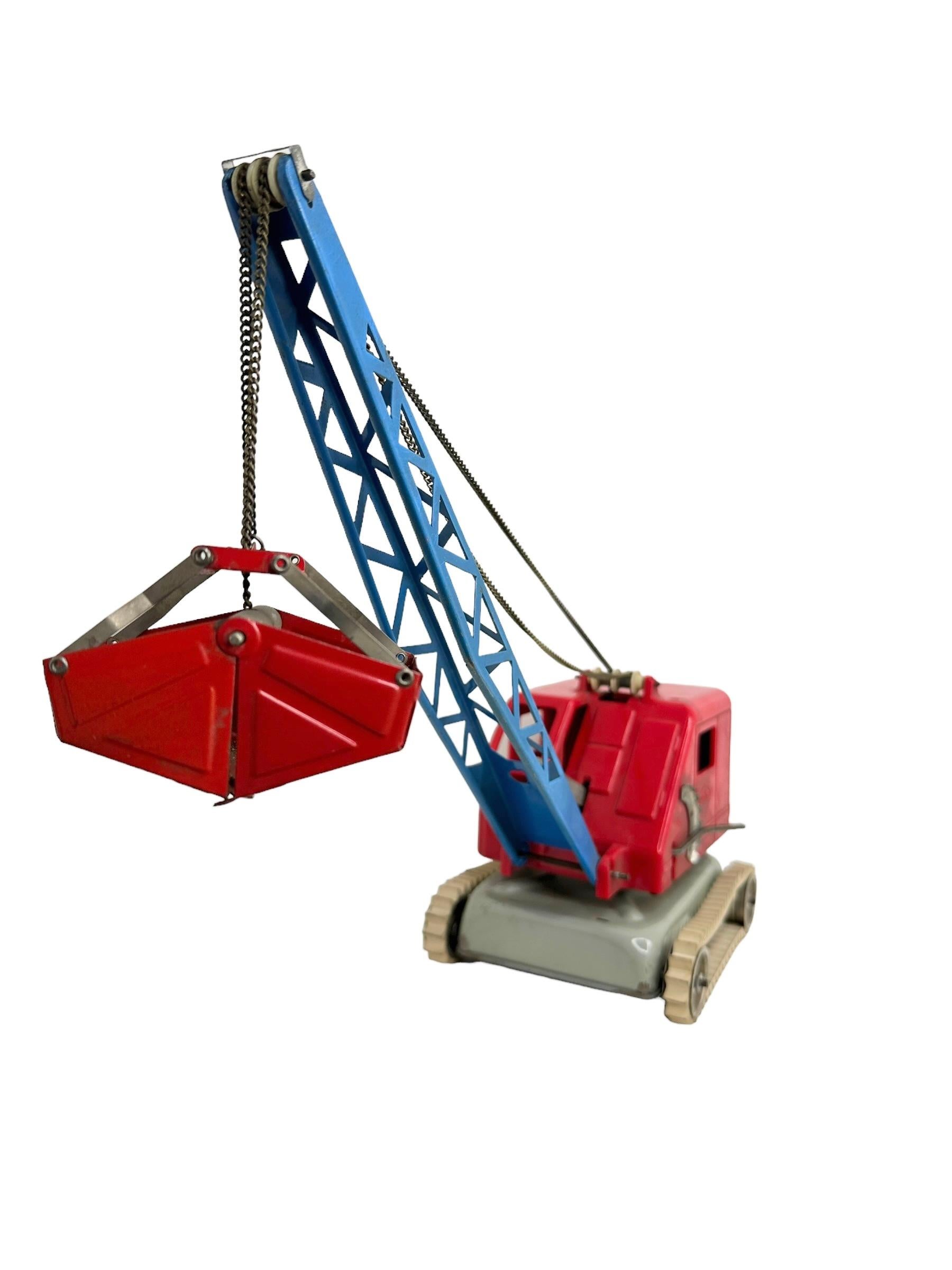 20th Century Gama Bucket Crane Truck Plastic Tin Toy Car Vintage Germany 1960s For Sale
