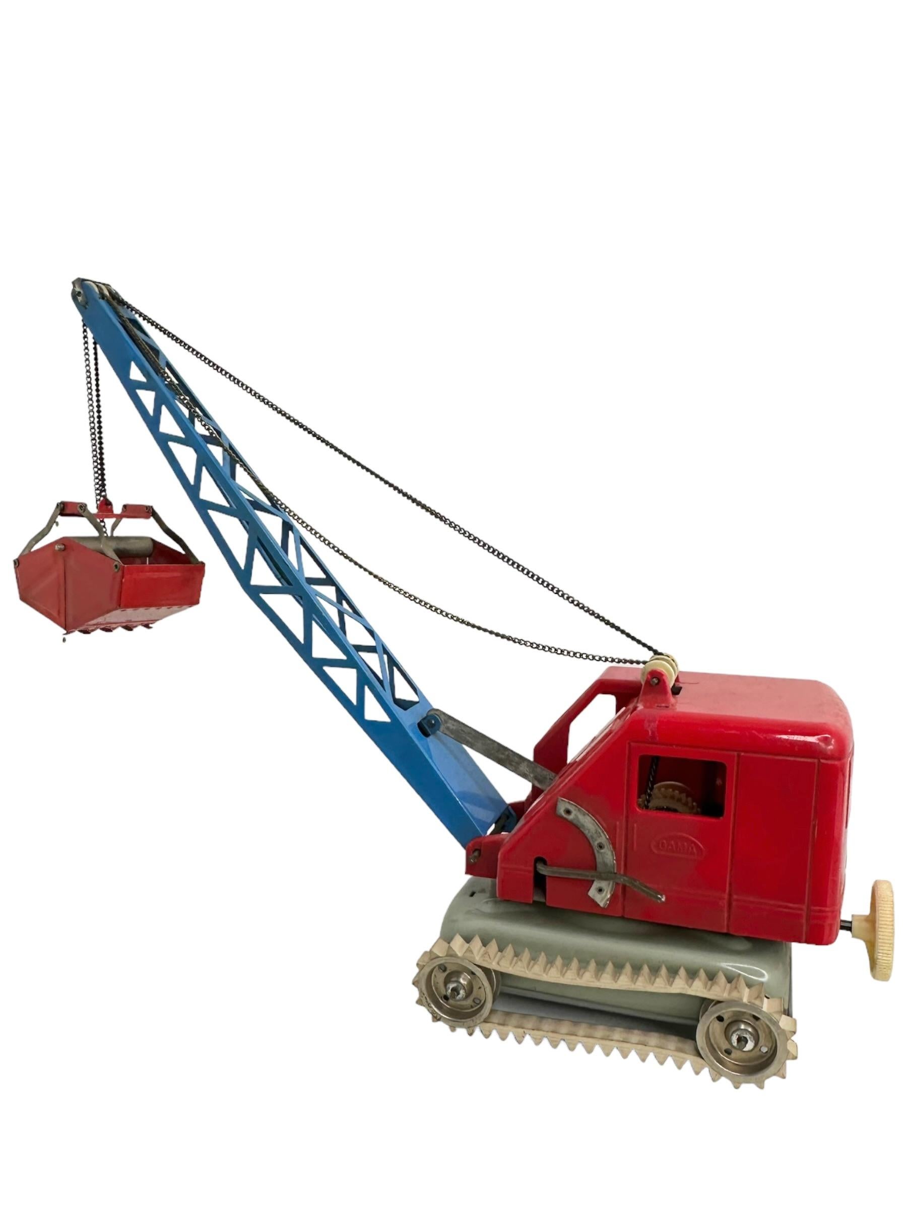 Gama Bucket Crane Truck Plastic Tin Toy Car Vintage Germany 1960s For Sale 2