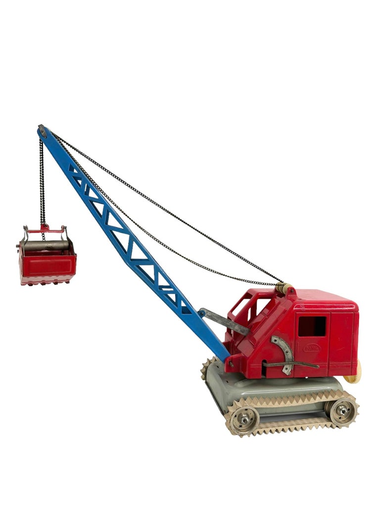 Gama German Toy Trucks Gama Bucket Crane Truck Plastic Tin Toy Car