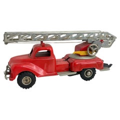 Gama Fire Brigade Ladder Truck Tin Toy Car Vintage Germany 1945-49