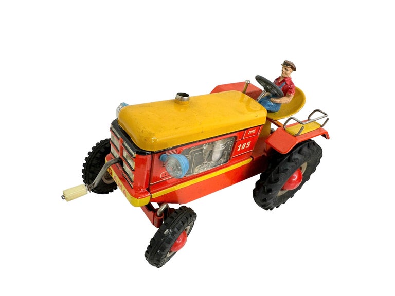 Trattore e rimorchio Gama in latta Auto giocattolo Vintage Germania anni '60