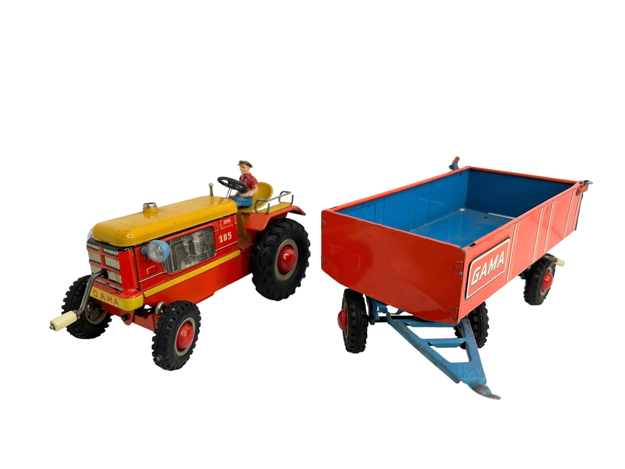 metal toy tractor and trailer