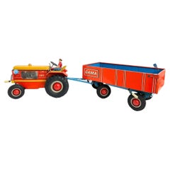 Gama Tractor and Trailer Tin Toy Car Vintage Germany 1960s