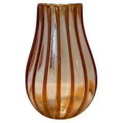 Gambaro and Poggi Large Murano Gold Art Glass Vase Artist Signed Applied Glass