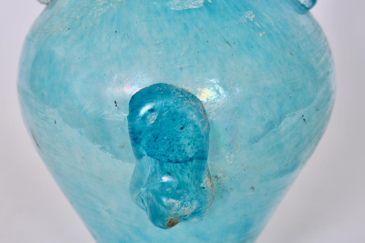 Gambaro e Poggi Scavo Murano Vase in Frosted Turquoise  For Sale 4