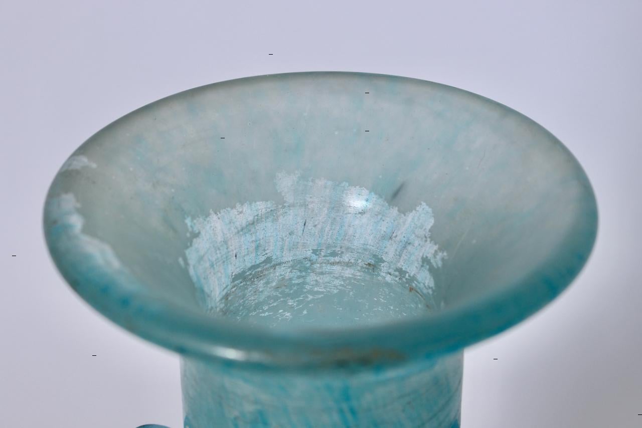 Gambaro e Poggi Scavo Murano Vase in Frosted Turquoise  For Sale 5