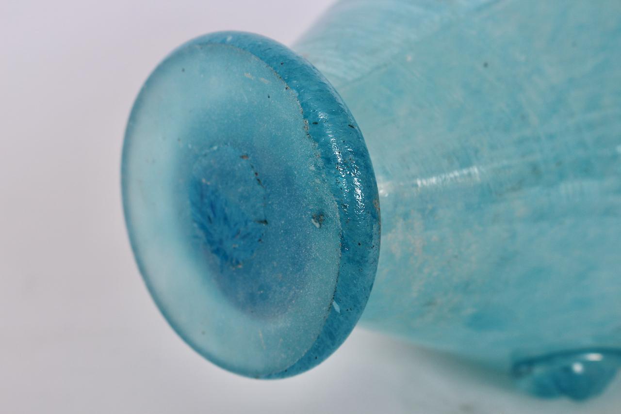 Gambaro e Poggi Scavo Murano Vase in Frosted Turquoise  For Sale 9