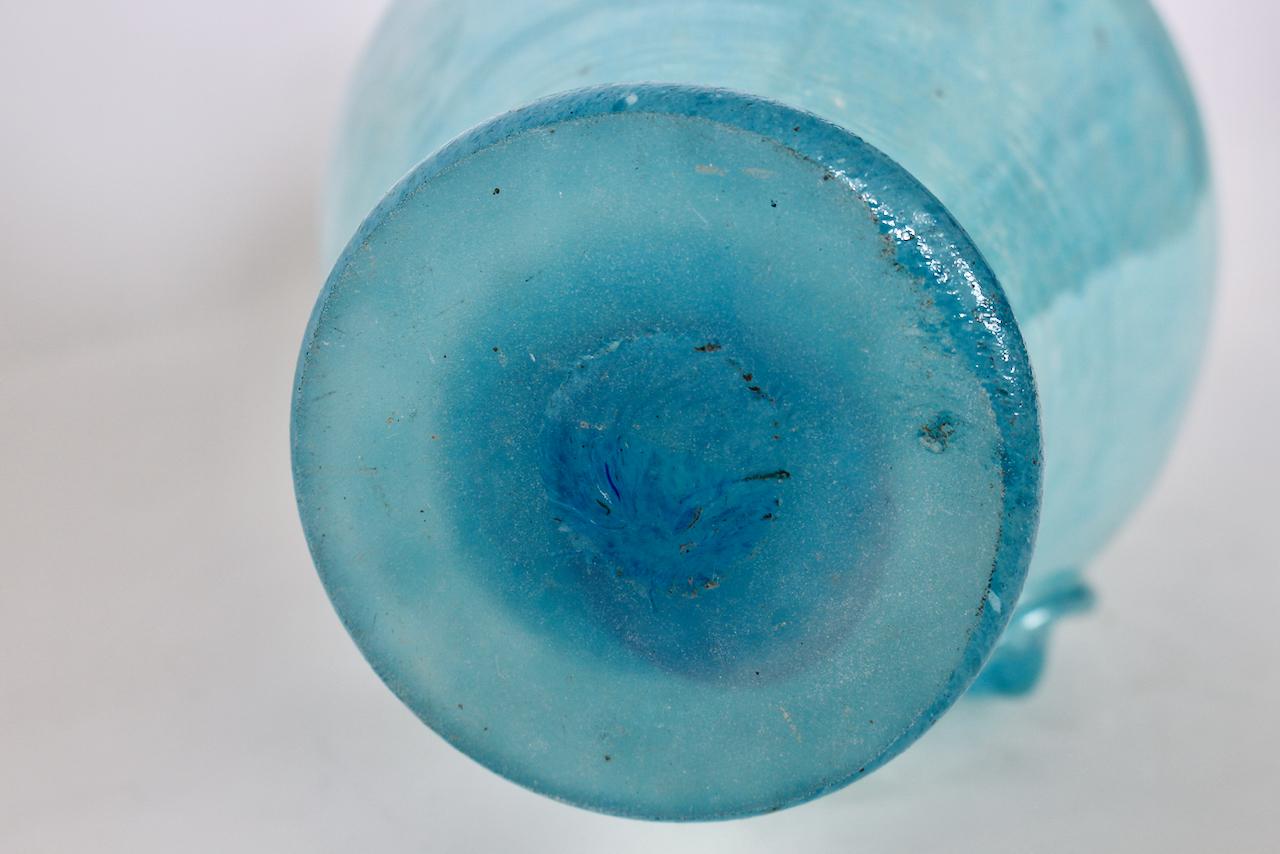 Gambaro e Poggi Scavo Murano Vase in Frosted Turquoise  For Sale 10