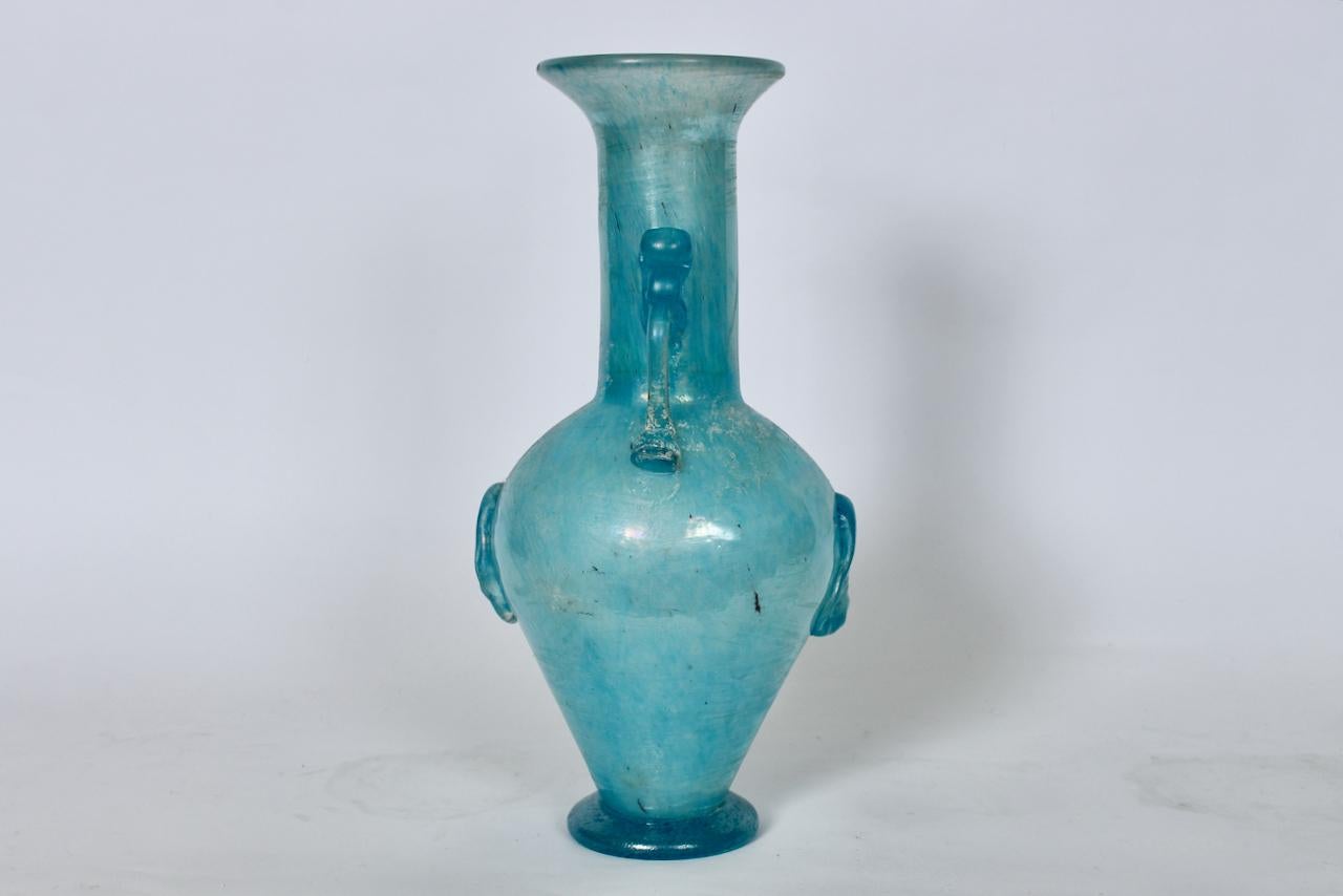 Gambaro e Poggi Scavo Murano Vase in Frosted Turquoise  For Sale 11