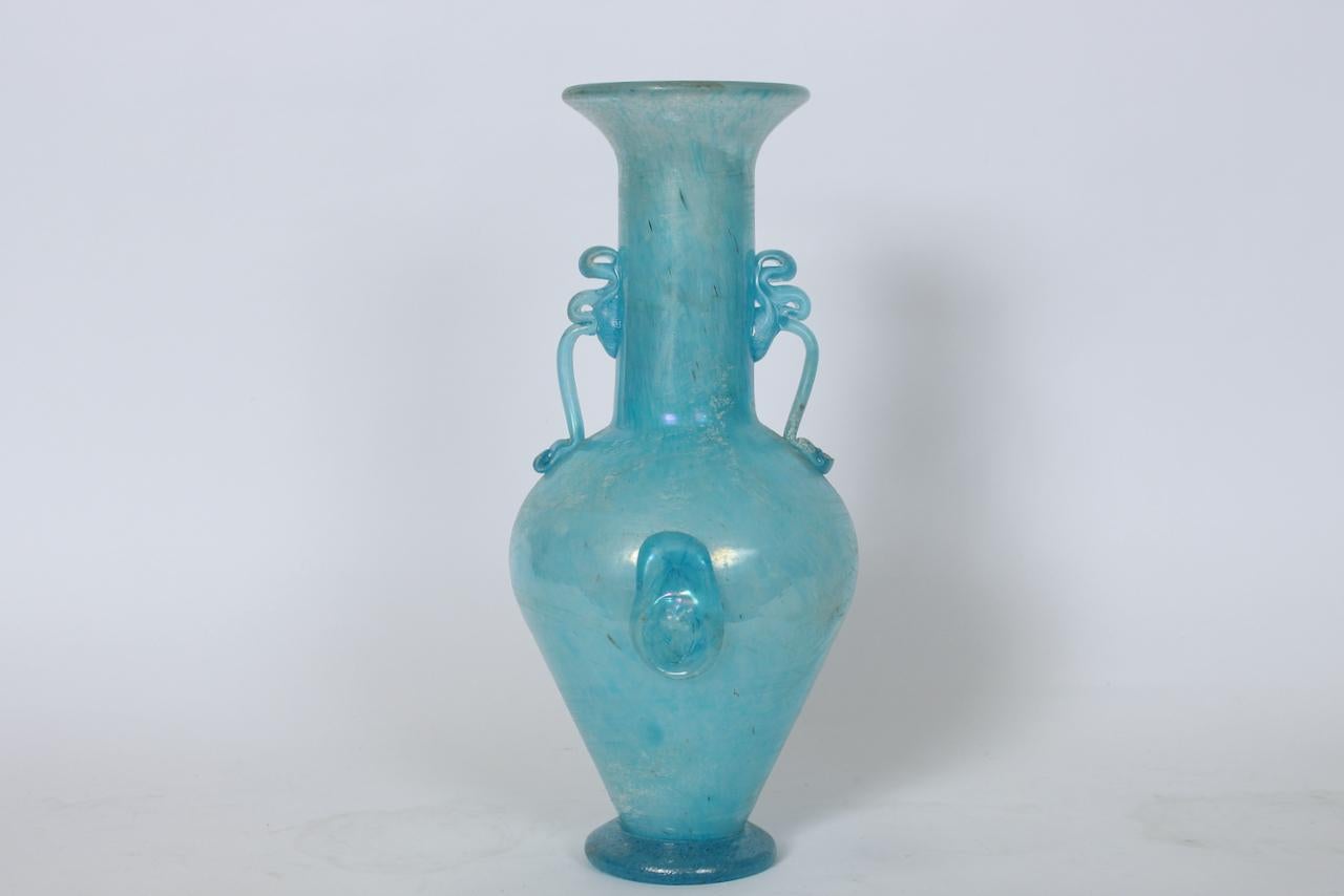 Gambaro e Poggi Scavo Murano Vase in Frosted Turquoise  For Sale 12