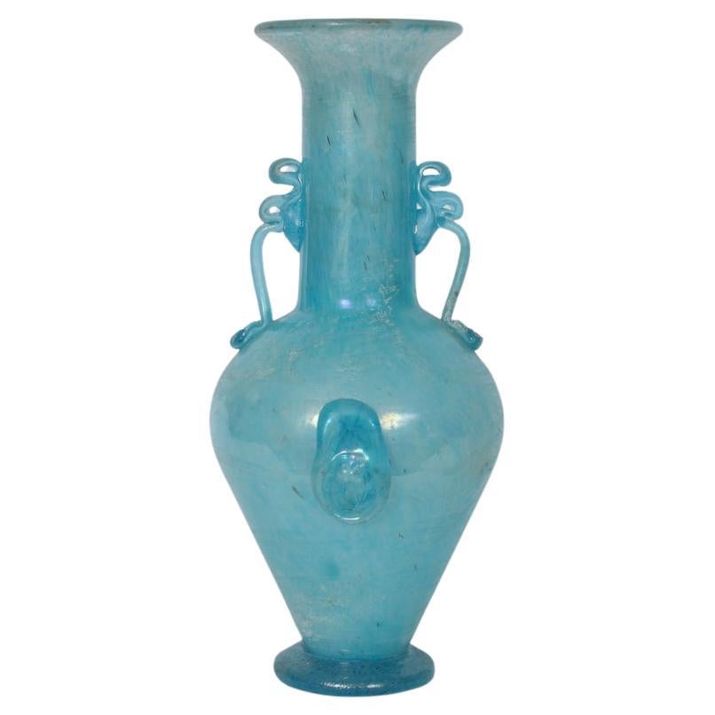 Gambaro e Poggi Scavo Murano Vase in Türkis mattiert  im Angebot